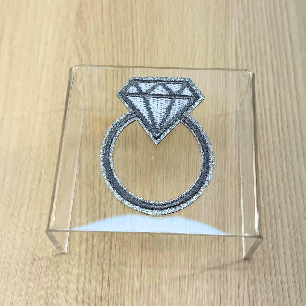 Diamond Ring Iron-On Embroidery Patch | Wedding Patch | Bride Jacket DIY | Single Ring Appliqué