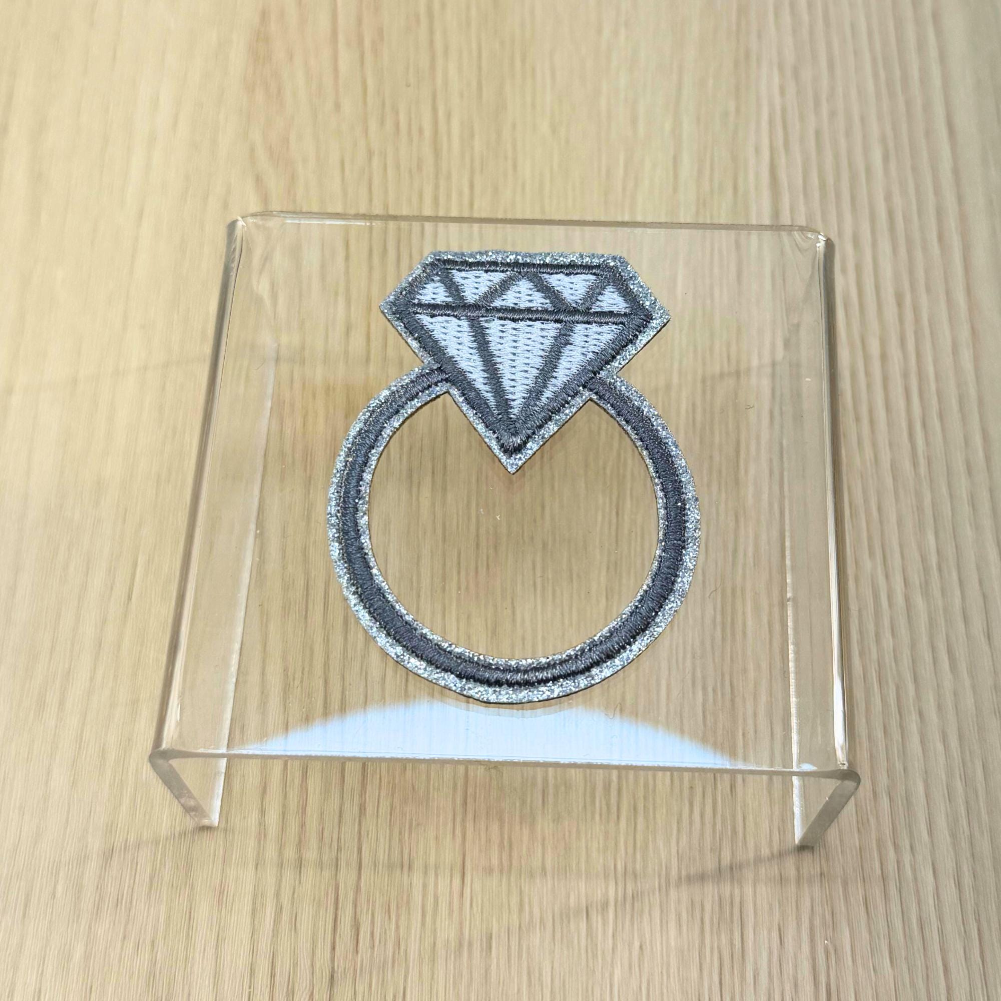Diamond Ring Iron-On Embroidery Patch | Wedding Patch | Bride Jacket DIY | Single Ring Appliqué