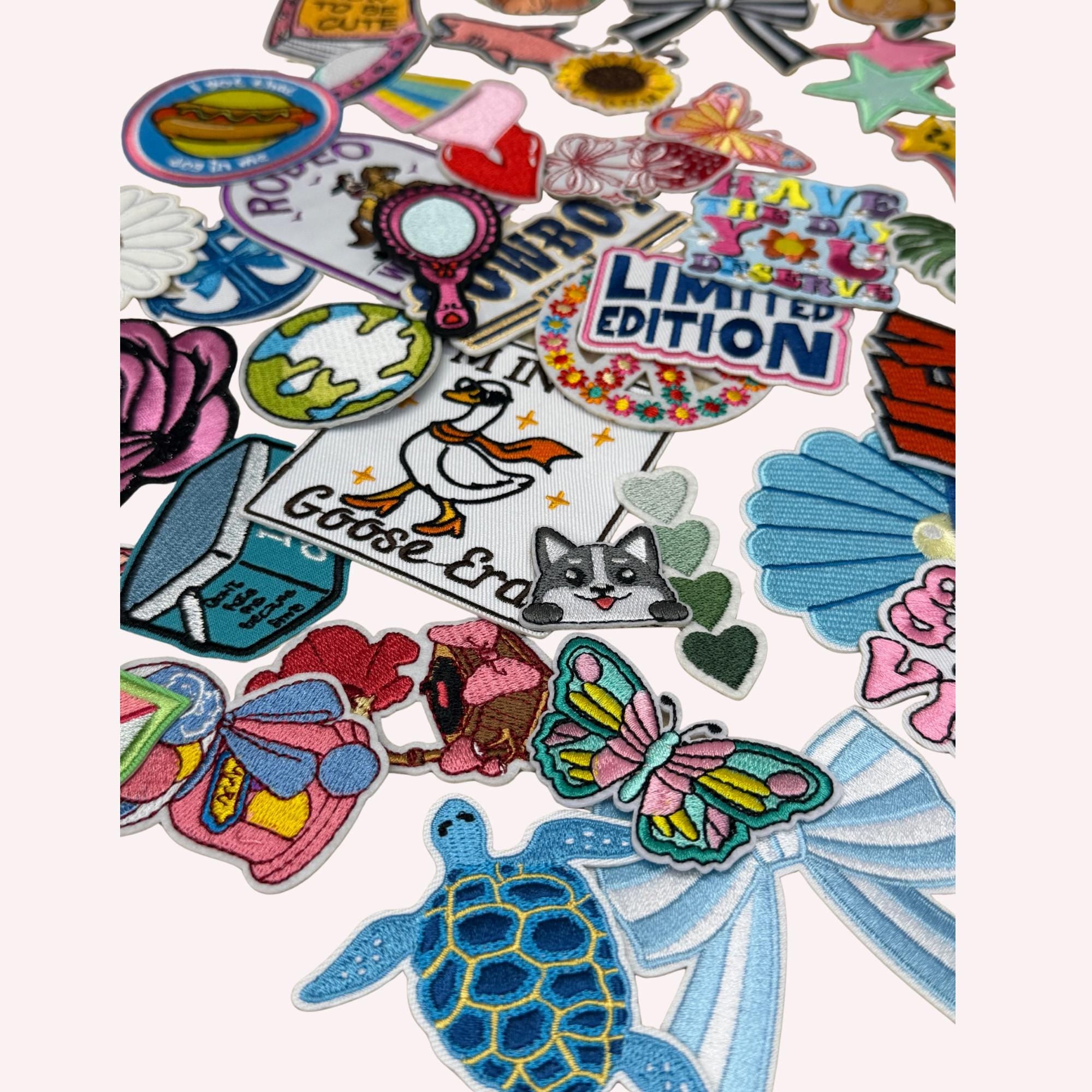 Playful Eclectic Patch Bundle – 40-Piece Iron-On Embroidery Set