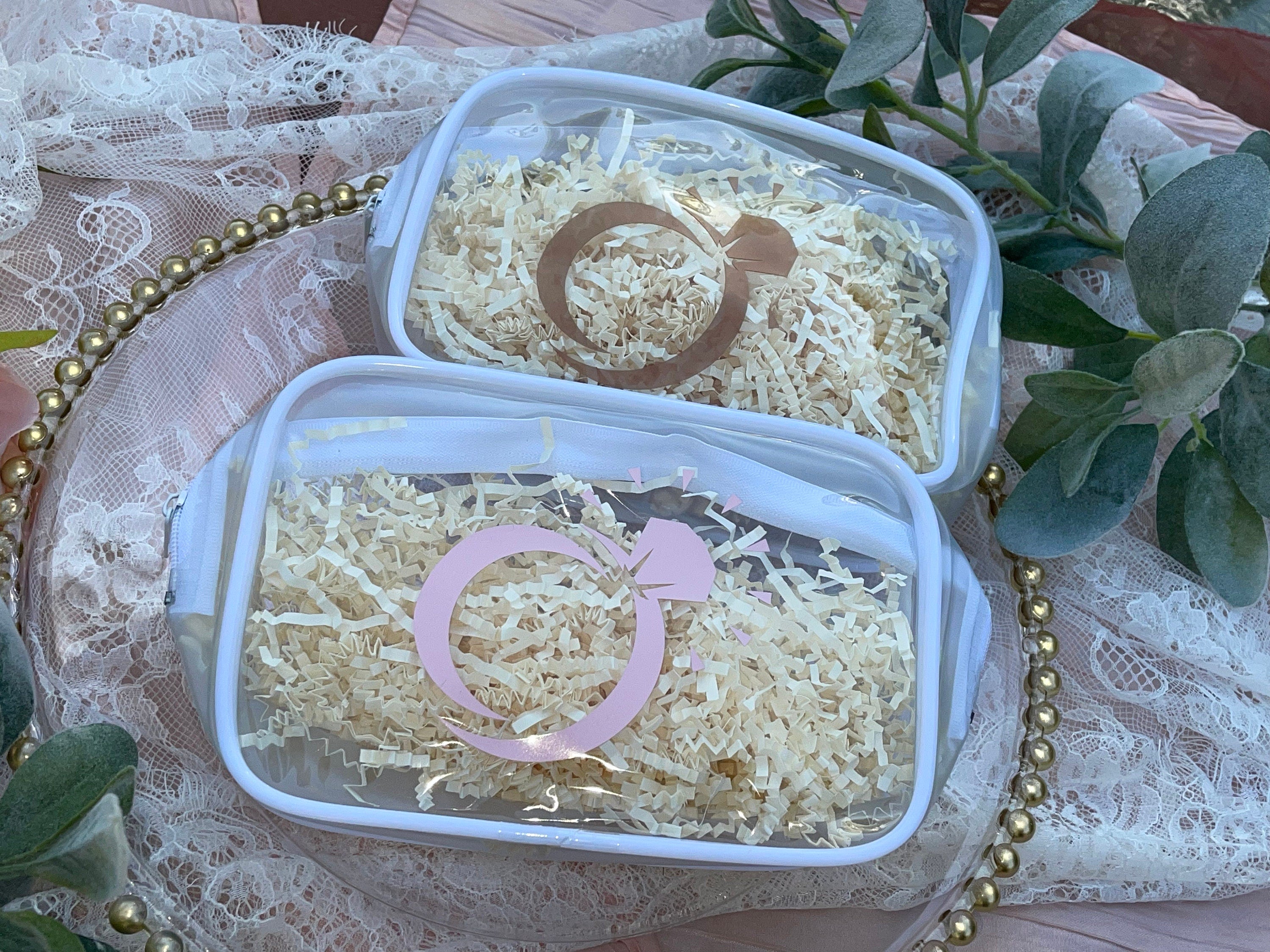 Custom Bride-to-Be Clear Makeup Bag,  “I Do” Design