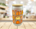 Cozy Fall Sweaters Frosted Glass Tumbler – 16 oz Autumn Cup – Cute Sweater Glass Can – Fall Iced Coffee Cup – Original Design