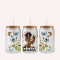 MAMA Cup Wrap | Butterfly & Floral Design | Mother’s Day Gift | 16 oz Libbey Glass Wrap