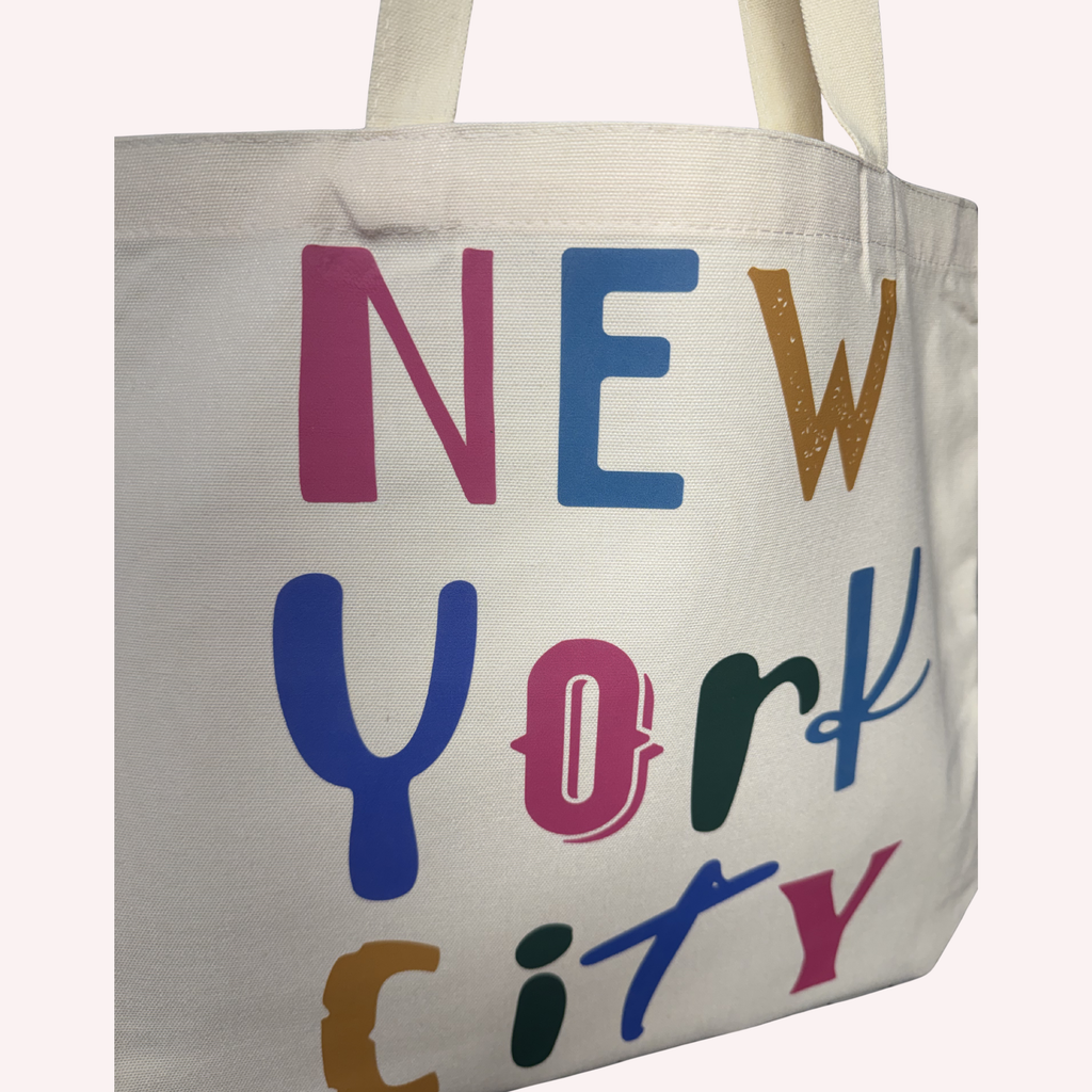 New York City Typography Canvas Tote Bag | Original Design