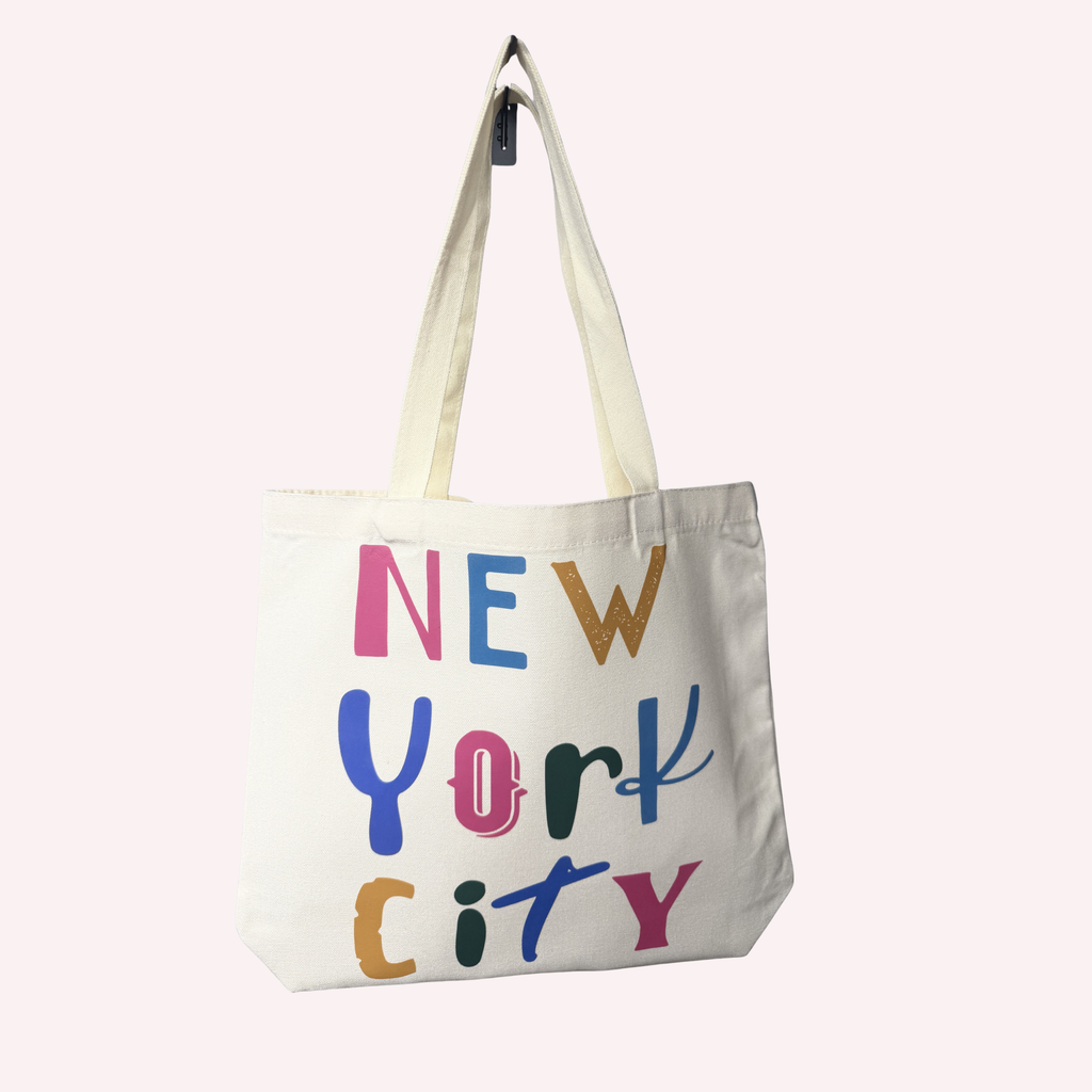 New York City Typography Canvas Tote Bag | Original Design