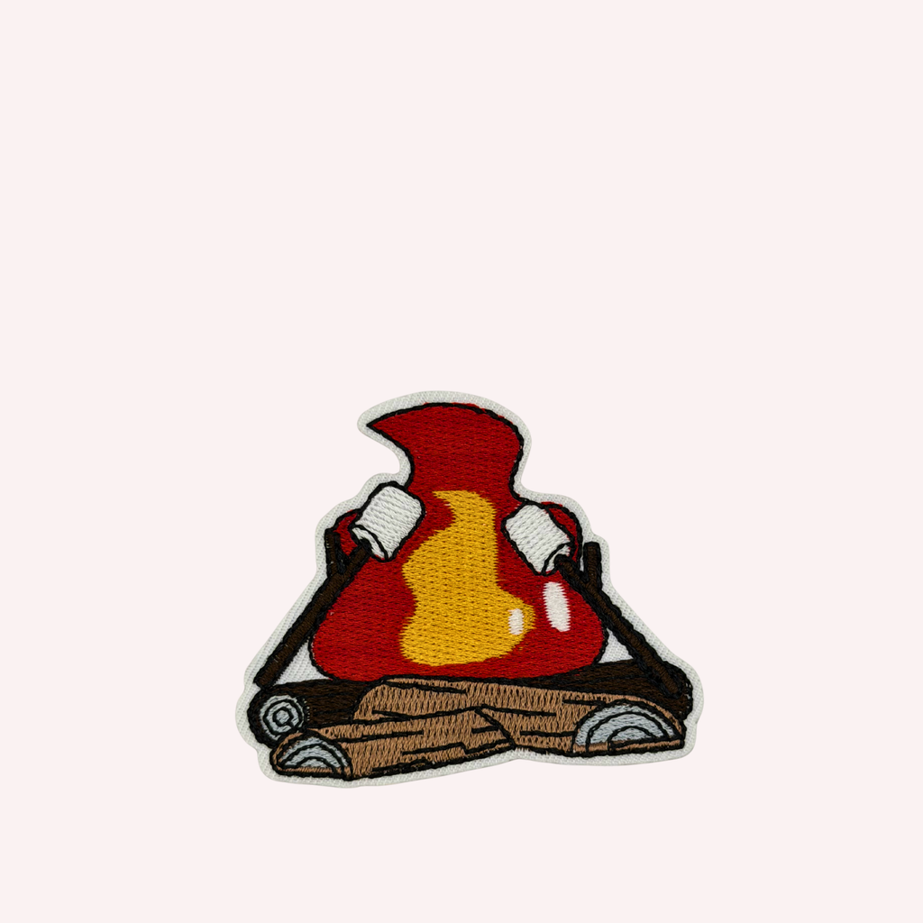 Campfire Iron-On Patch – Cozy Fire with Roasting Marshmallows (2.5”