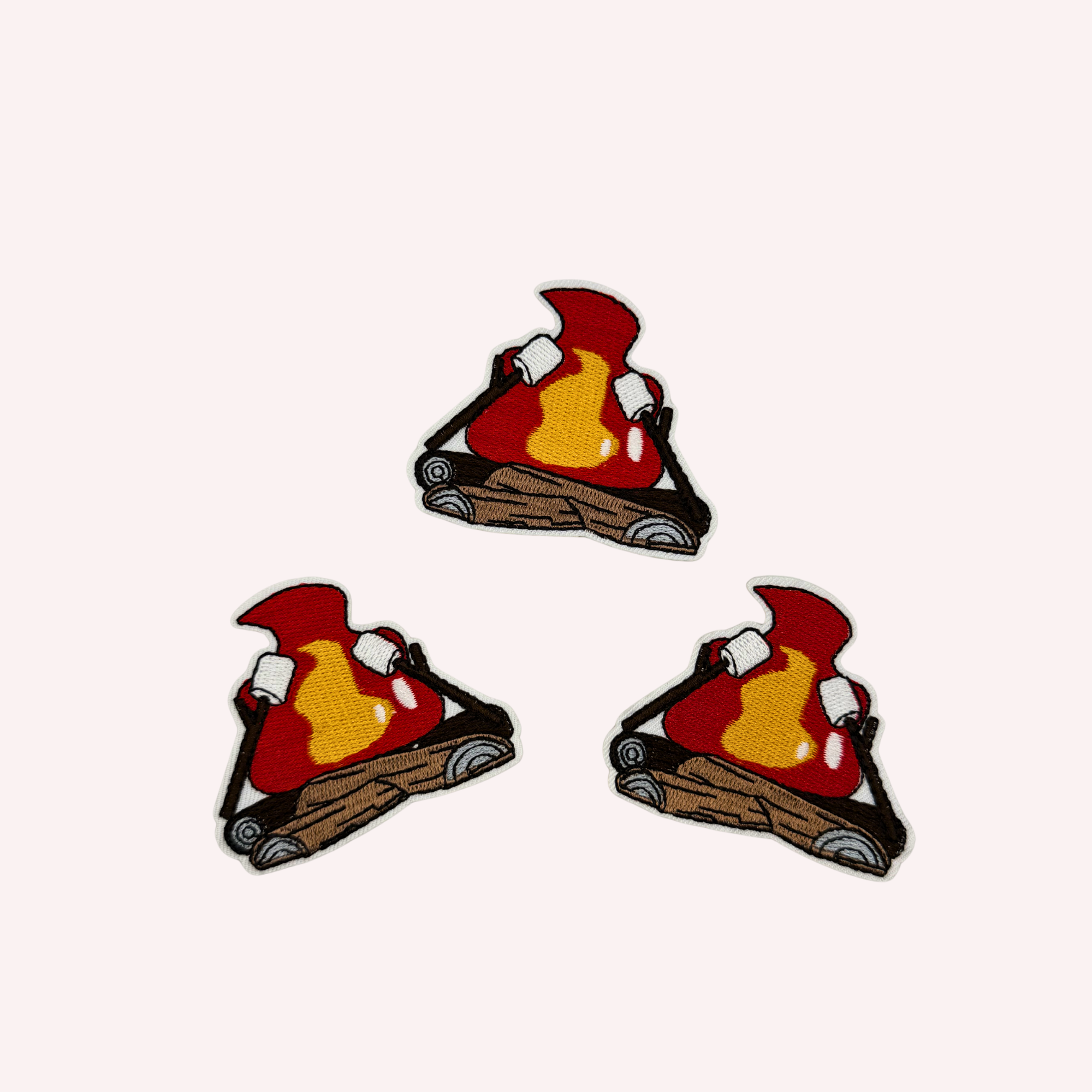 Campfire Iron-On Patch – Cozy Fire with Roasting Marshmallows (2.5”