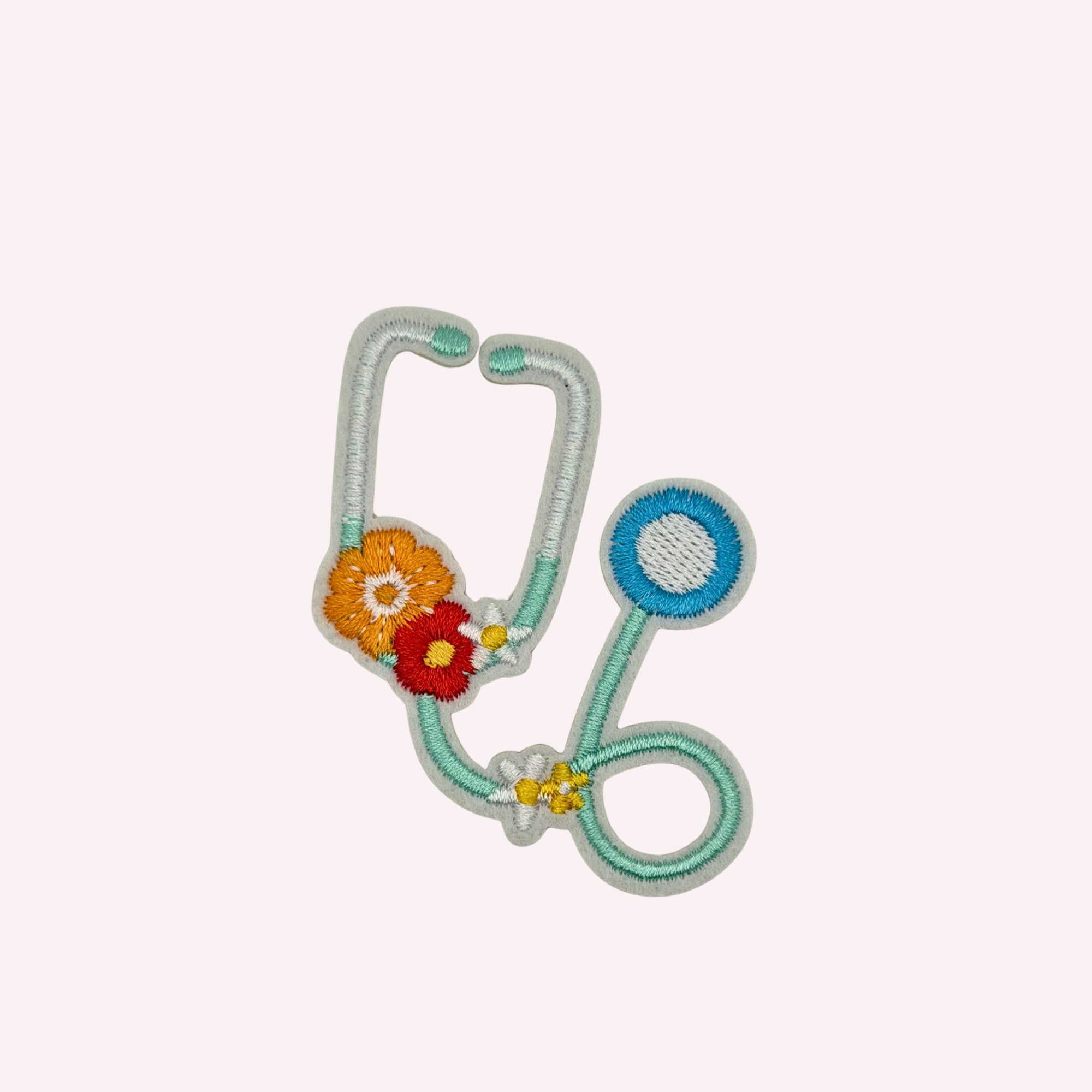 Stethoscope Iron-On Patch – Medical Design with Floral Detail (2 inches)