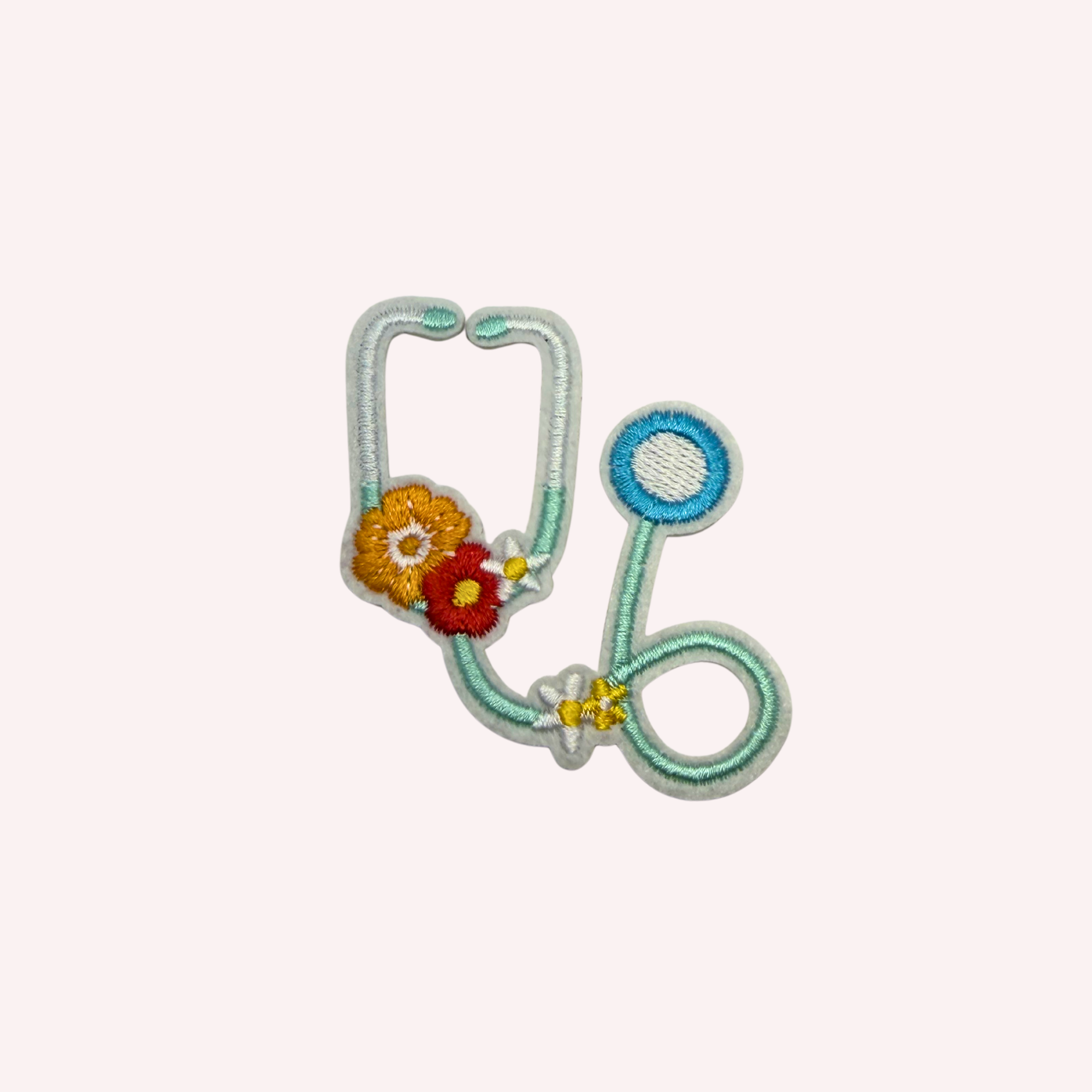 Stethoscope Iron-On Patch – Medical Design with Floral Detail (2 inches)