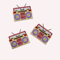 Girly Boom Box Radio with Daisies Iron-On Embroidered Patch