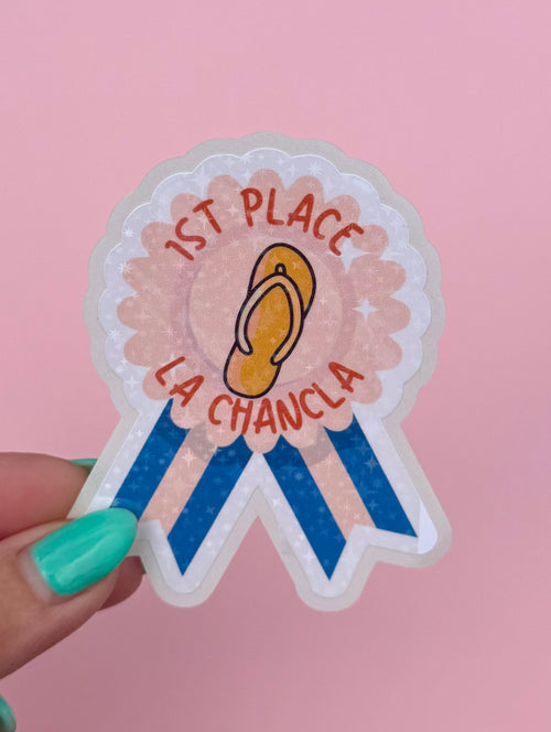#1 Weapon La Chancla Sticker | Funny Latina Holographic Vinyl Sticker | Waterproof Cultural Humor Decal | Spanglish Meme Sticker