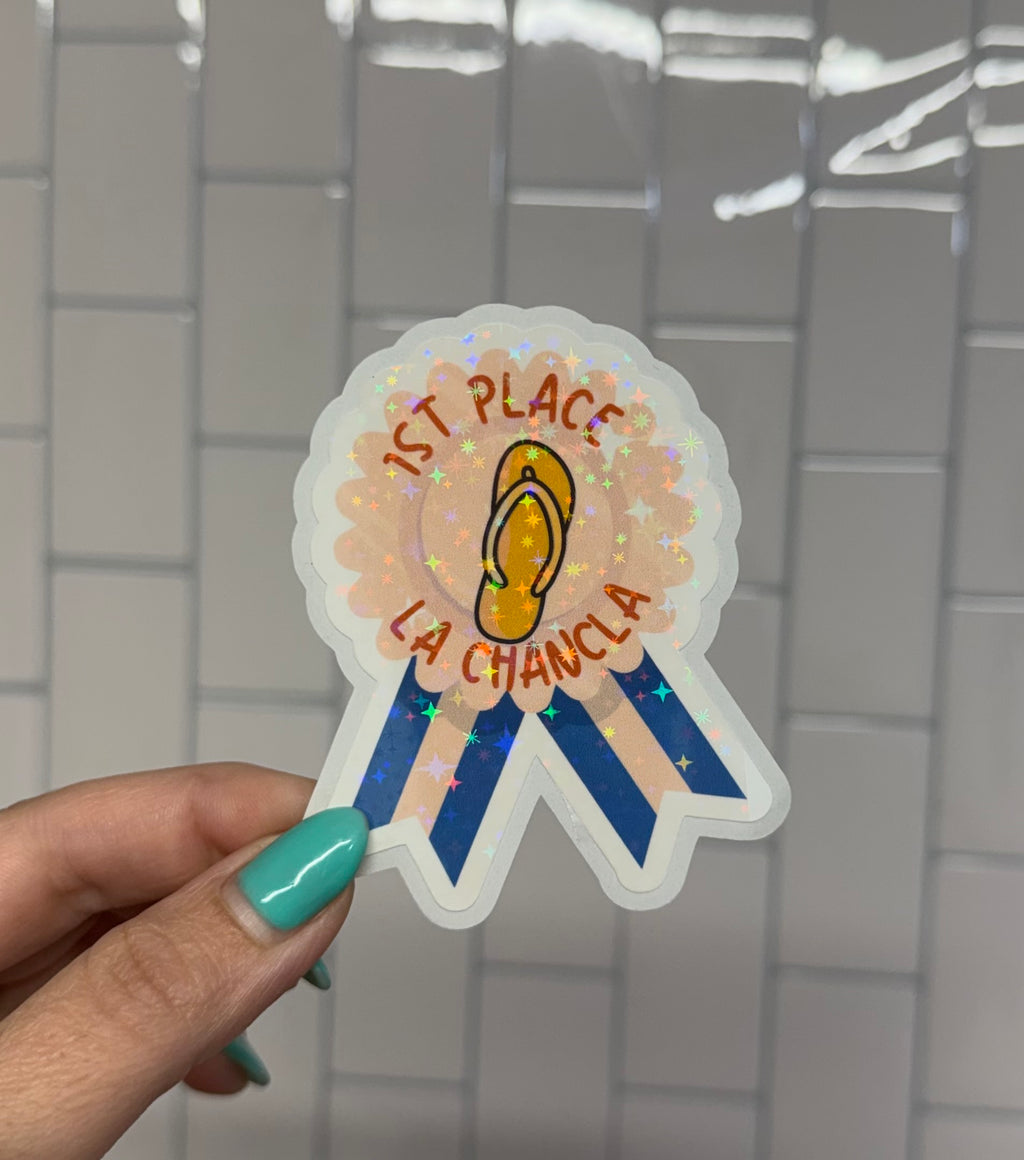 #1 Weapon La Chancla Sticker | Funny Latina Holographic Vinyl Sticker | Water-resistant Cultural Humor Decal | Spanglish Meme Sticker