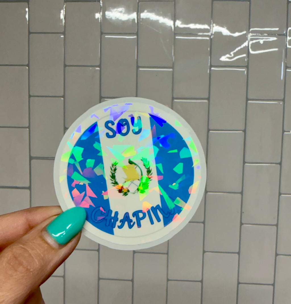 Chapina Soy Sticker | Guatemala Pride Holographic Vinyl Sticker | Water-resistant  Latina Decal | Guatemalan Culture Sticker