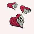 Half Leopard Half Skeleton Heart Embroidered Patch | Pink Animal Print Heart Iron-On Patch | Edgy Gothic Cute Applique | 3 Inch Statement Patch