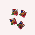 Puerto Rican Flag Coquí & Flower Embroidered Patch | Tropical Iron-On Applique | Cultural Pride Nature Patch | 3 Inch Island Design