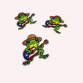 Coquí with Guitar Embroidered Patch | Puerto Rican Jíbaro Hat Iron-On Patch | Cultural Music Frog Applique | 3 Inch Island Pride Design