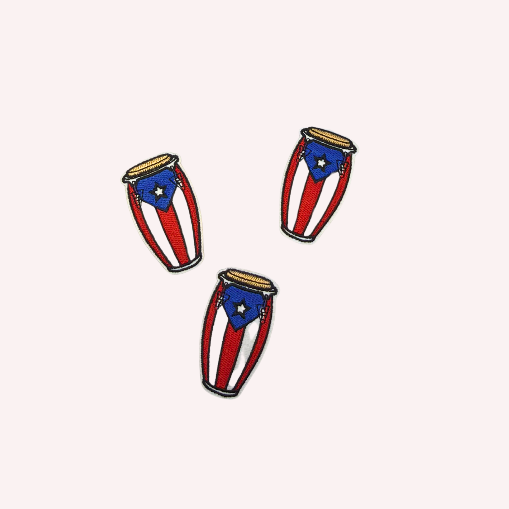 Puerto Rican Flag Conga Drum Embroidered Patch | Island Rhythm Iron-On Patch | Puerto Rico Music Culture Applique | 3 Inch Cultural Pride Patch
