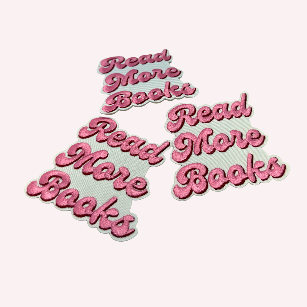Read More Books Iron On Patch | Pink Book Lover Patch | Cute Reading Patch | Bibliophile Gift | Reader Accessory | Book Club Gift | Bookish Patch