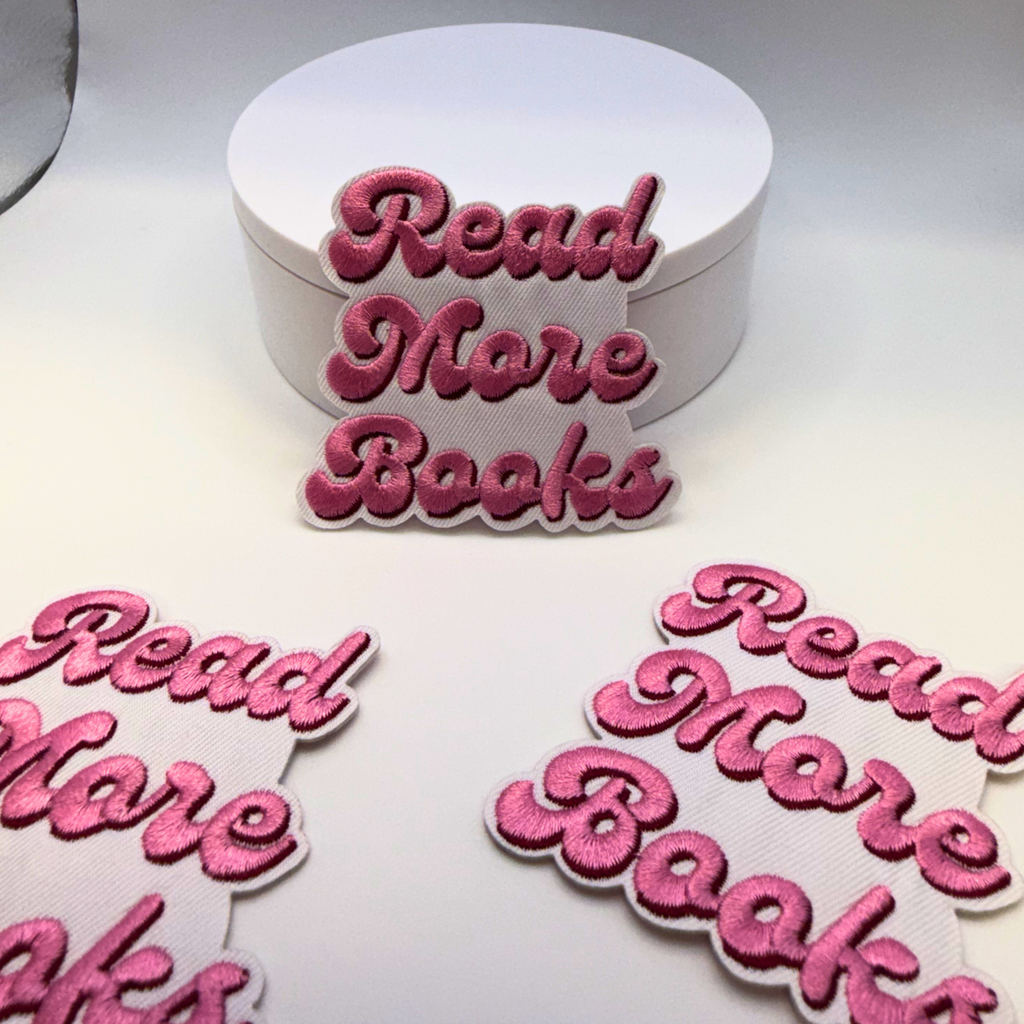 Read More Books Iron On Patch | Pink Book Lover Patch | Cute Reading Patch | Bibliophile Gift | Reader Accessory | Book Club Gift | Bookish Patch