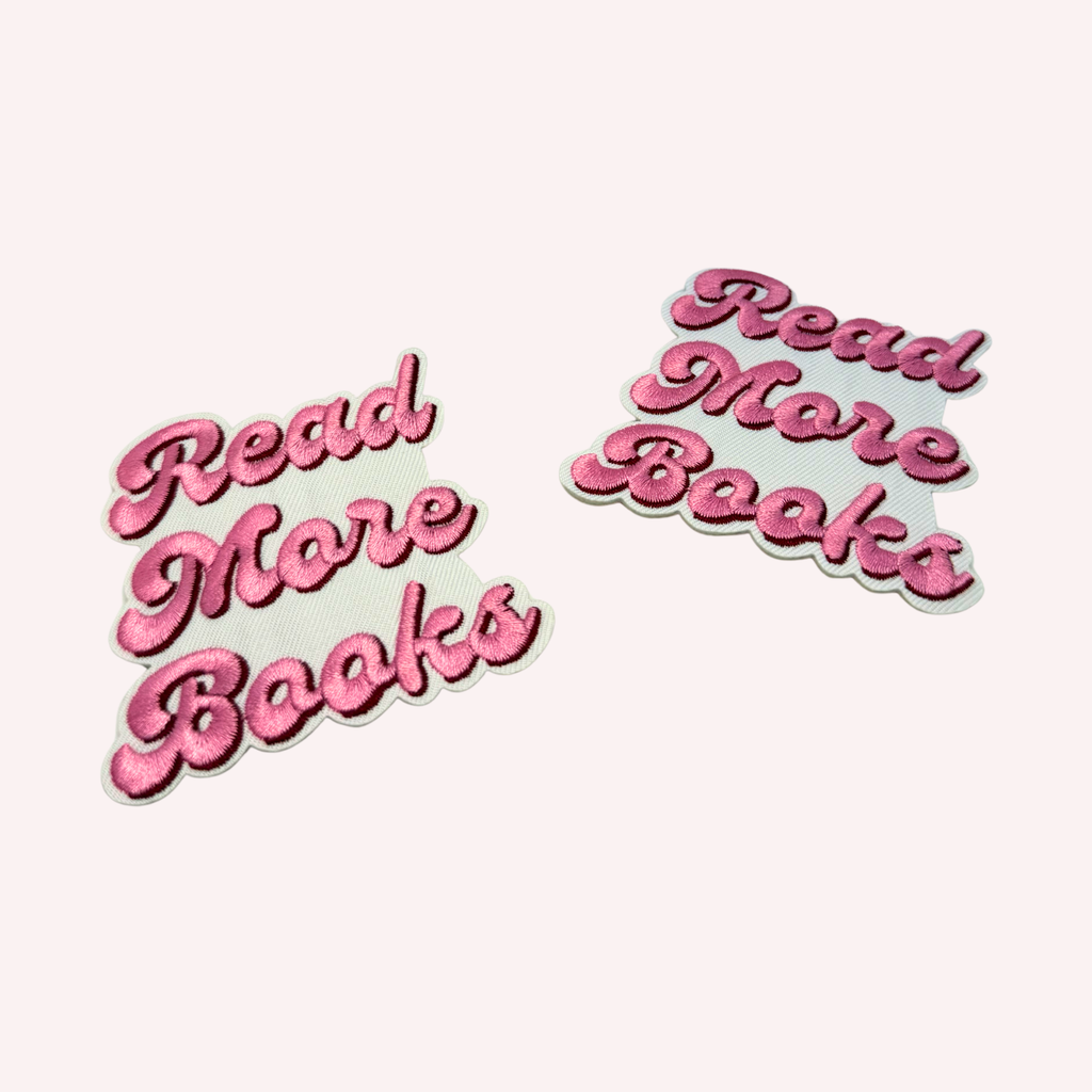 Read More Books Iron On Patch | Pink Book Lover Patch | Cute Reading Patch | Bibliophile Gift | Reader Accessory | Book Club Gift | Bookish Patch