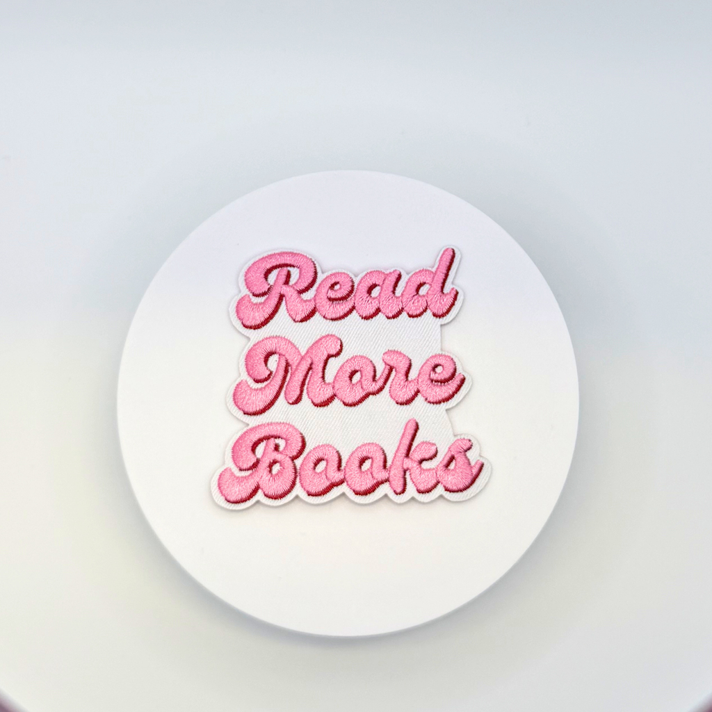 Read More Books Iron On Patch | Pink Book Lover Patch | Cute Reading Patch | Bibliophile Gift | Reader Accessory | Book Club Gift | Bookish Patch