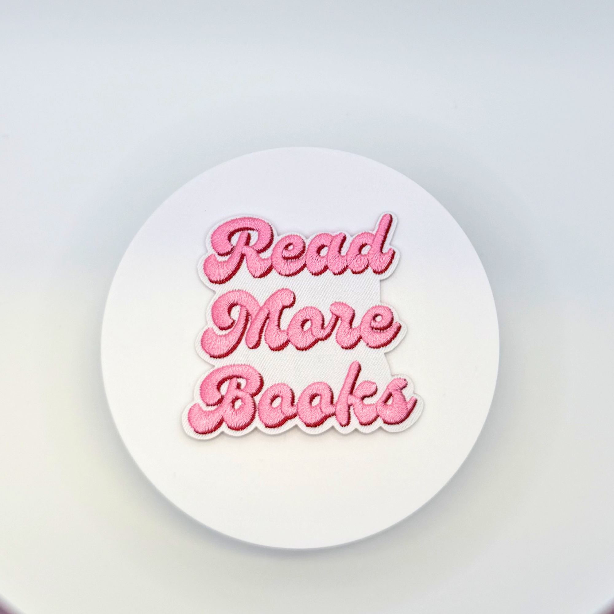 Read More Books Iron On Patch | Pink Book Lover Patch | Cute Reading Patch | Bibliophile Gift | Reader Accessory | Book Club Gift | Bookish Patch