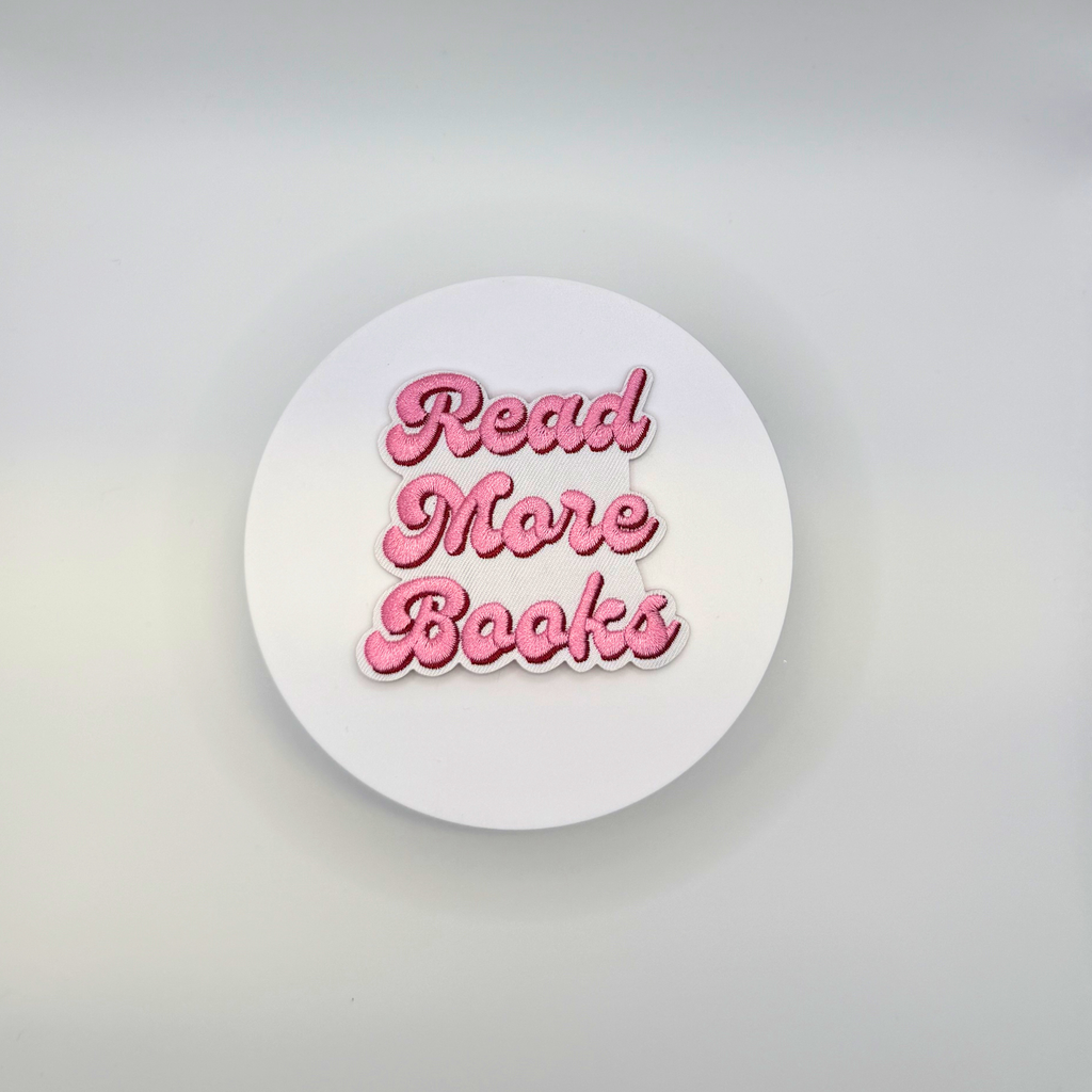 Read More Books Iron On Patch | Pink Book Lover Patch | Cute Reading Patch | Bibliophile Gift | Reader Accessory | Book Club Gift | Bookish Patch