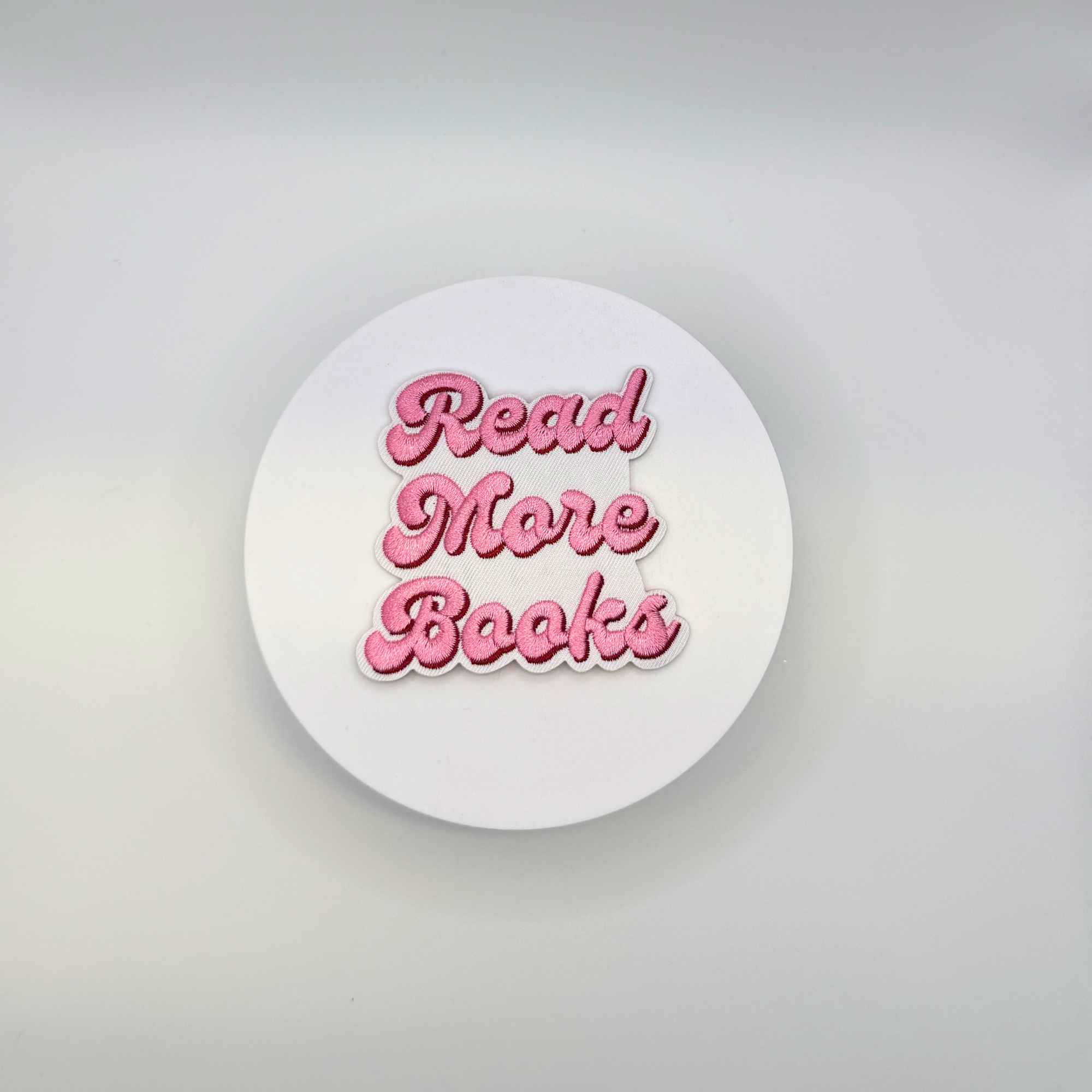 Read More Books Iron On Patch | Pink Book Lover Patch | Cute Reading Patch | Bibliophile Gift | Reader Accessory | Book Club Gift | Bookish Patch