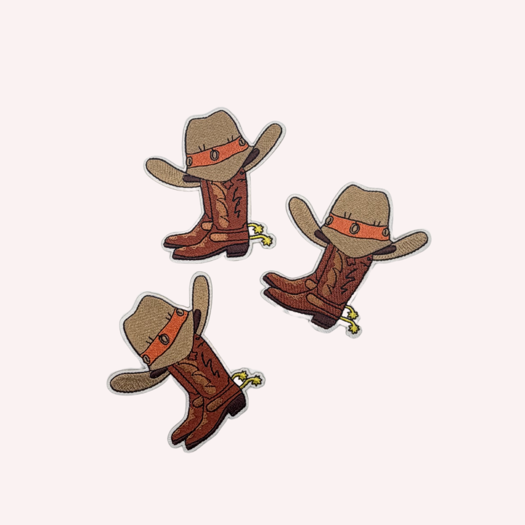 Cowboy Boots Iron On Patch | Western Boot & Hat Patch | Cute Country Patch | Cowgirl Accessory | Western Iron On Patch