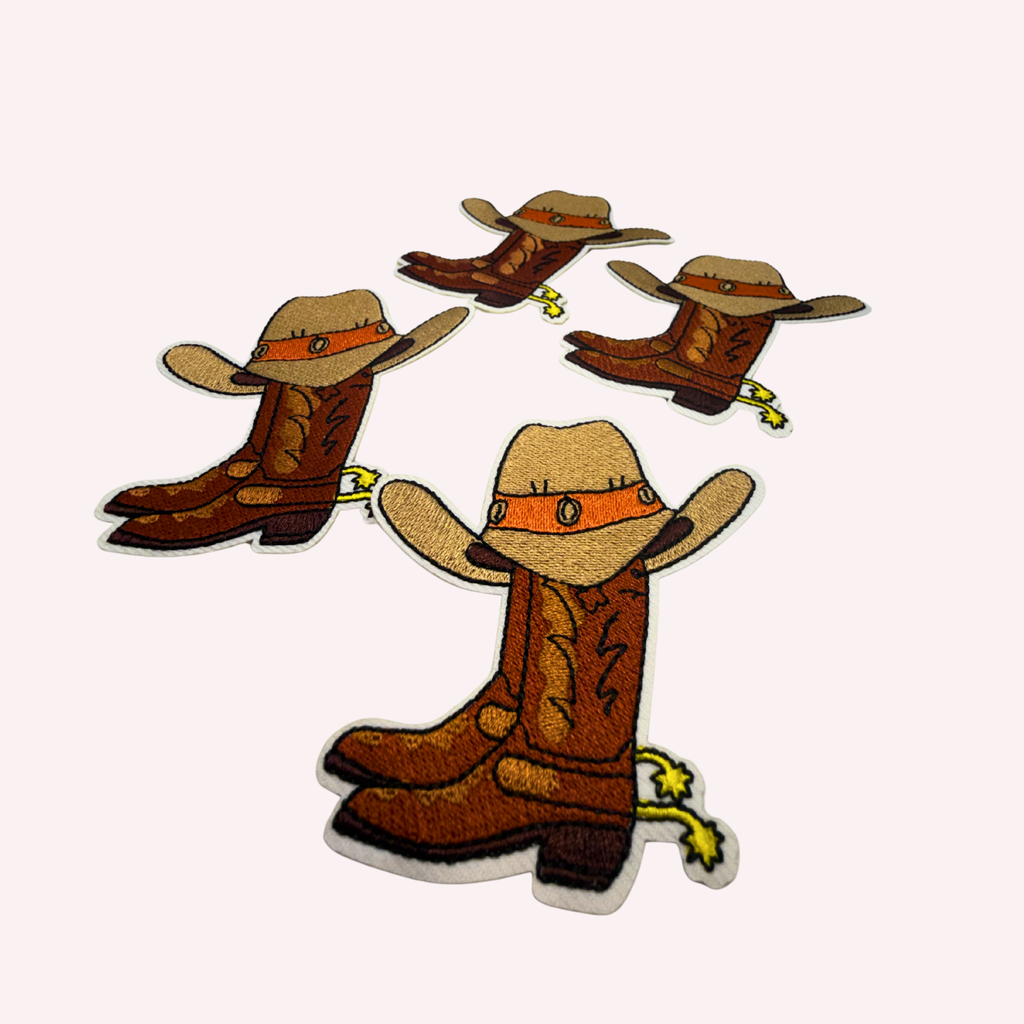 Cowboy Boots Iron On Patch | Western Boot & Hat Patch | Cute Country Patch | Cowgirl Accessory | Western Iron On Patch