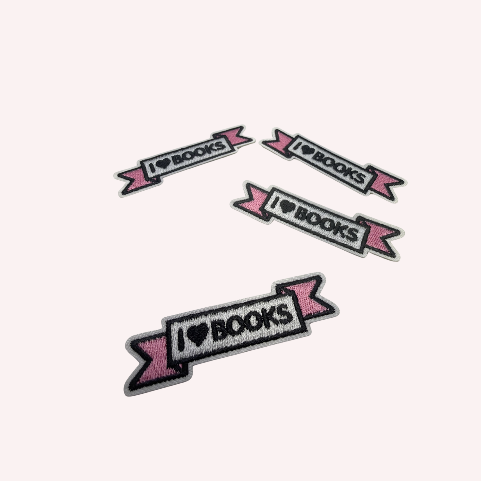 I love Books Iron On Patch | Mini Book Lover Patch | Cute Reading Patch | Small Bookish Banner Patch | Bibliophile Gift