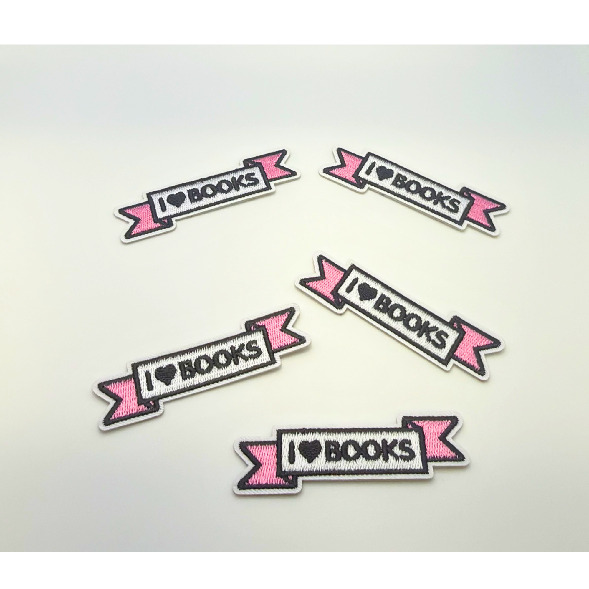 I love Books Iron On Patch | Mini Book Lover Patch | Cute Reading Patch | Small Bookish Banner Patch | Bibliophile Gift
