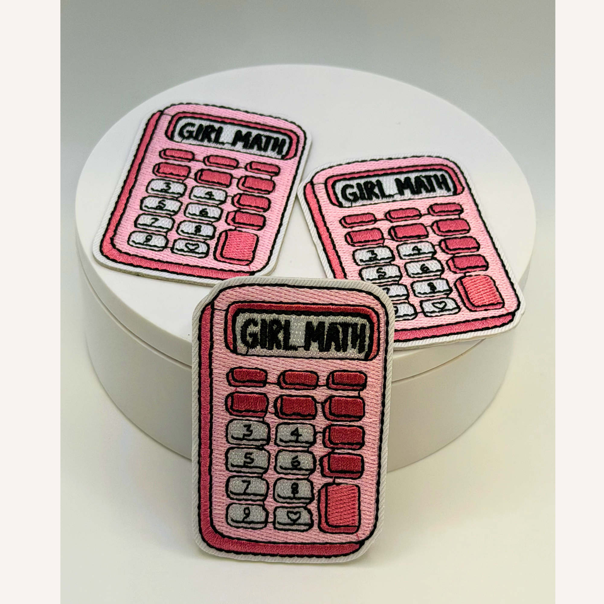 Girl Math Iron On Patch | Pink Calculator Patch | Cute Girly Patch | Funny Shopping Patch | Trendy Pink Accessory | Gift for Her | 3 Inch Patch