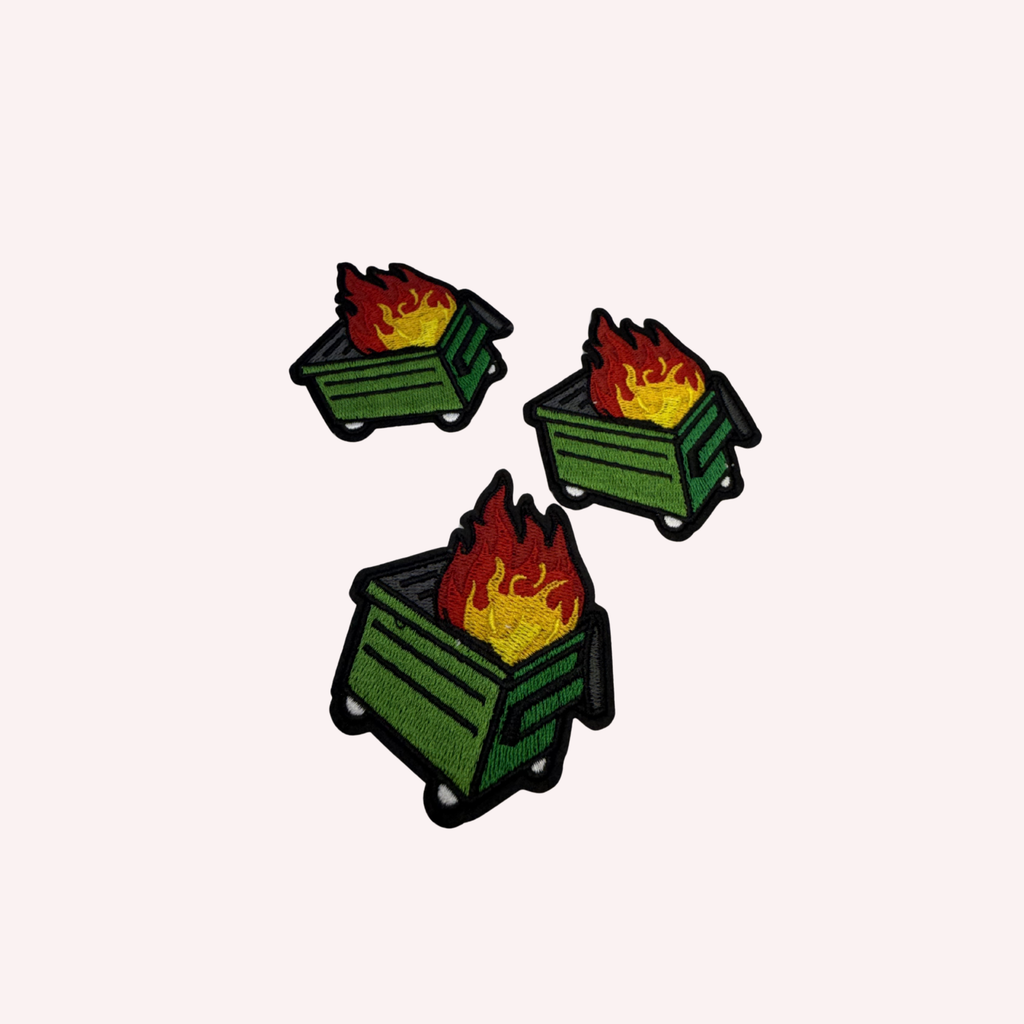 Dumpster Fire Iron On Patch | Funny Dumpster Patch | Green Trash Bin Patch | Chaos Patch | Sarcastic Iron On Patch | Funny Gift