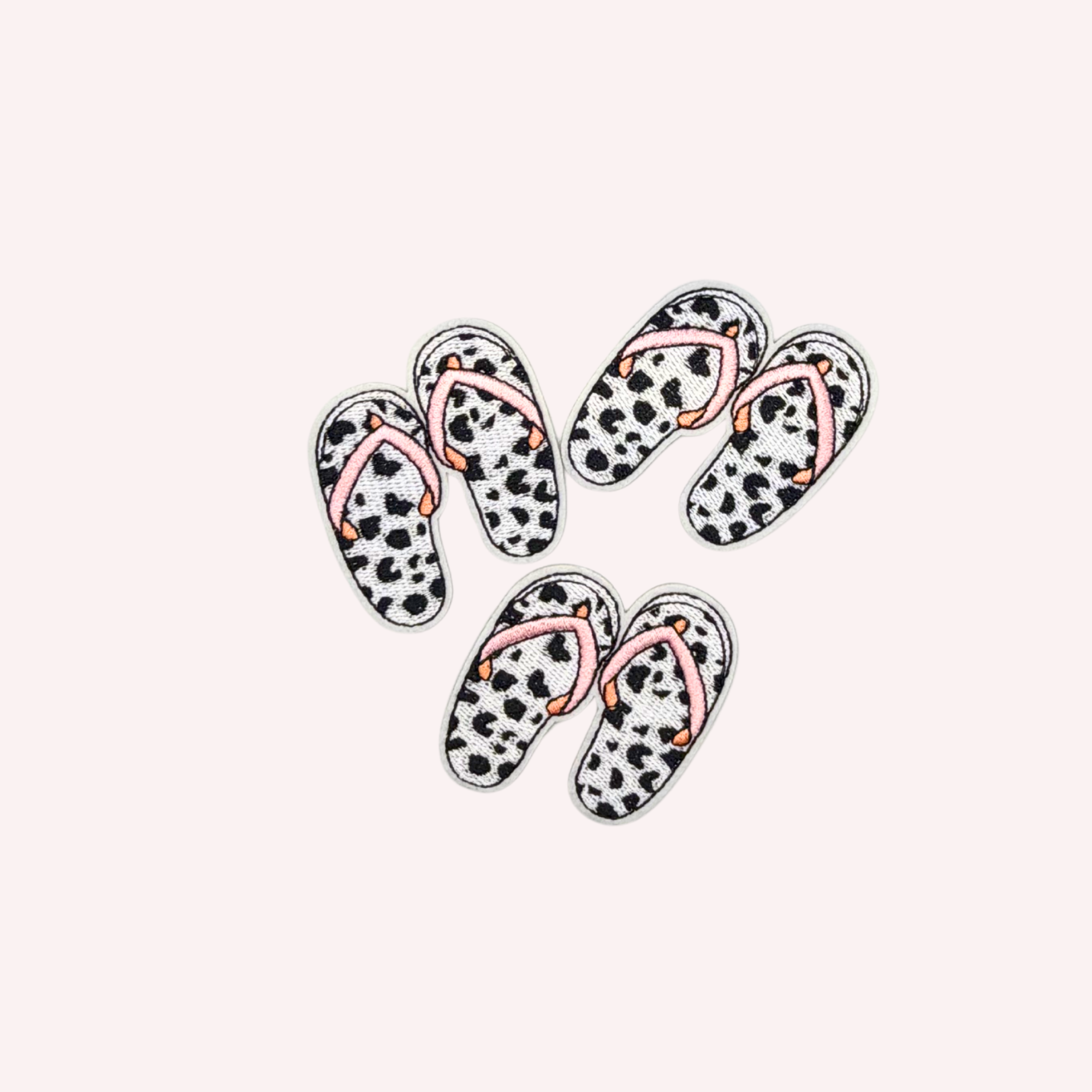 Animal Print Flip Flops Embroidered Patch | Mini Summer Sandals Iron-On Patch | Leopard Print Beach Patch | Cute Vacation Applique