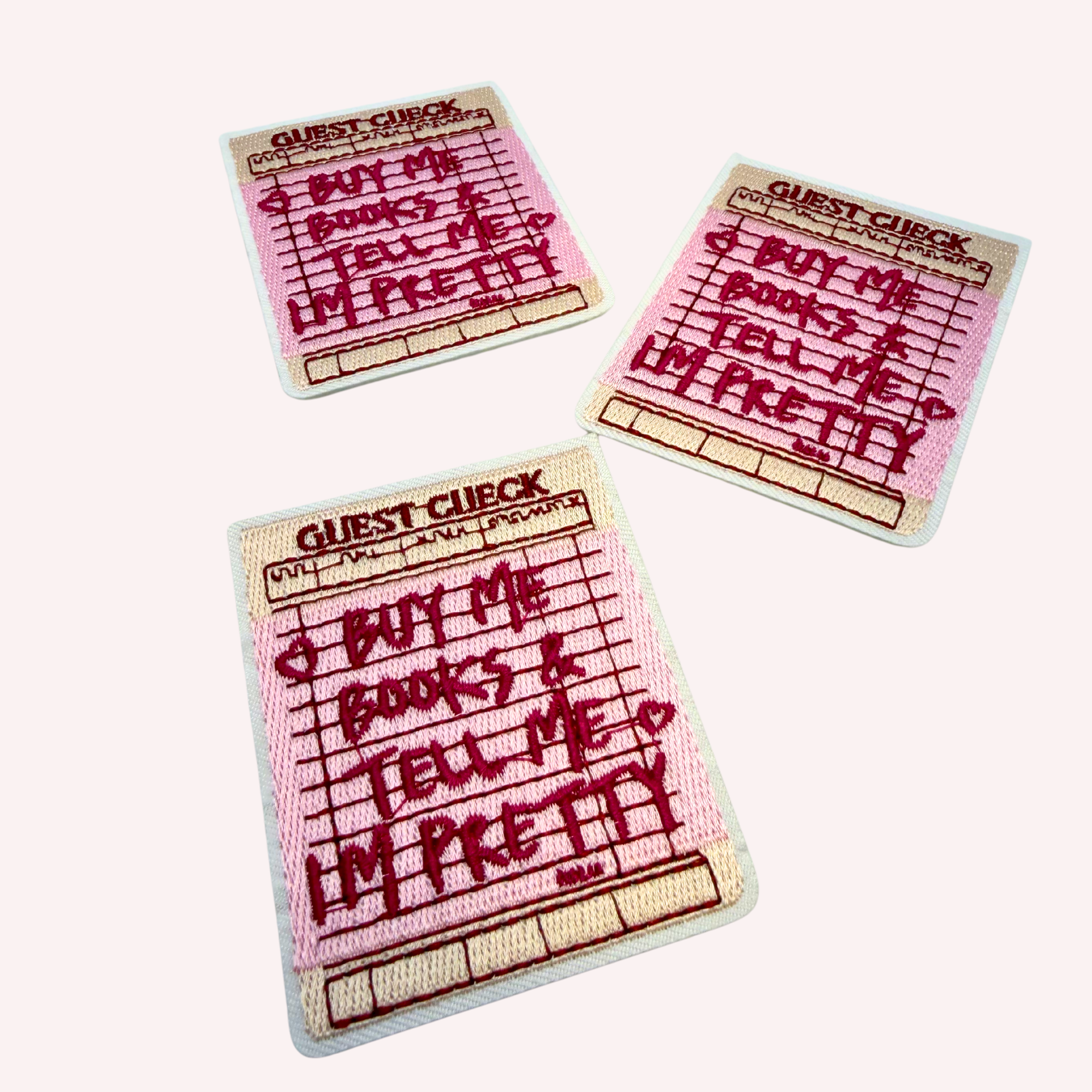 Buy Me Books and Tell Me I'm Pretty Iron On Patch | Waiter Receipt Patch | Book Lover Patch | Funny Reader Gift | Bibliophile Patch | Cute Bookish Accessory