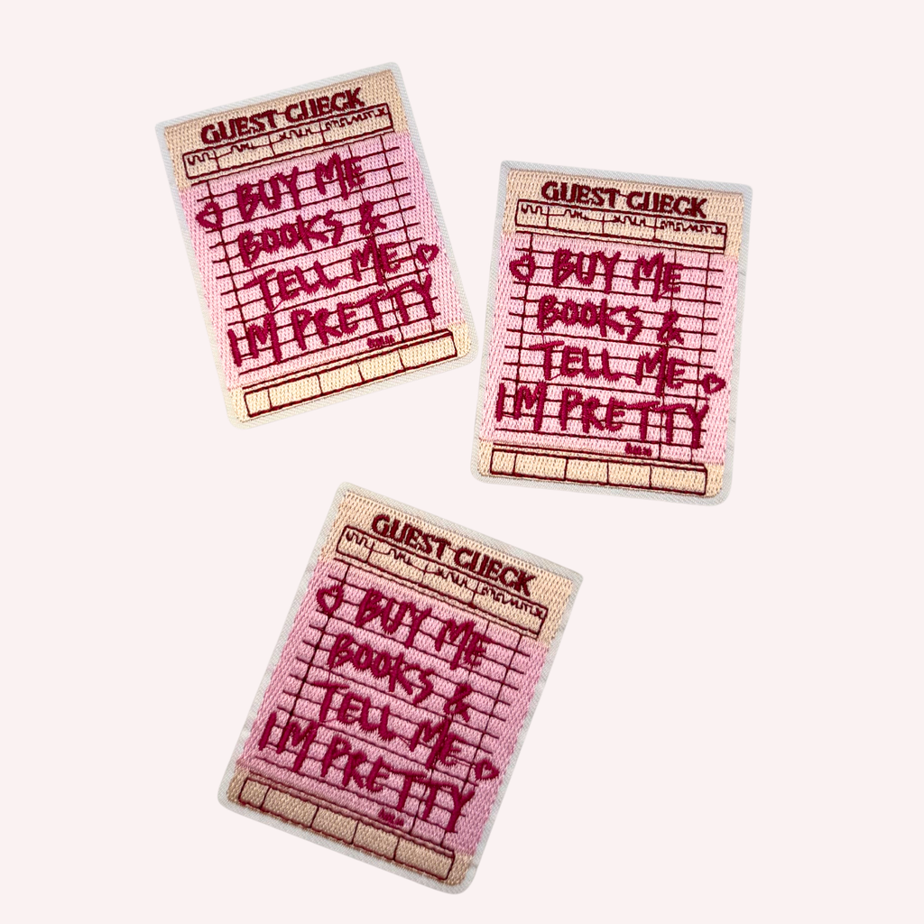 Buy Me Books and Tell Me I'm Pretty Iron On Patch | Waiter Receipt Patch | Book Lover Patch | Funny Reader Gift | Bibliophile Patch | Cute Bookish Accessory