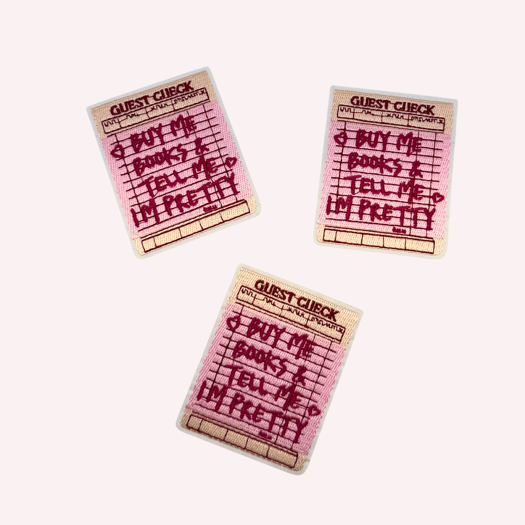 Buy Me Books and Tell Me I'm Pretty Iron On Patch | Waiter Receipt Patch | Book Lover Patch | Funny Reader Gift | Bibliophile Patch | Cute Bookish Accessory