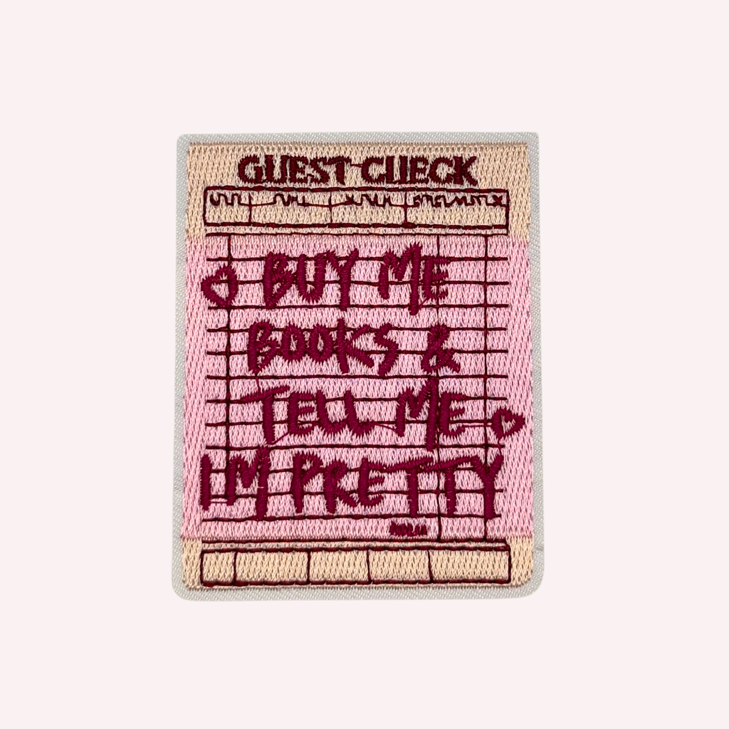 Buy Me Books and Tell Me I'm Pretty Iron On Patch | Waiter Receipt Patch | Book Lover Patch | Funny Reader Gift | Bibliophile Patch | Cute Bookish Accessory