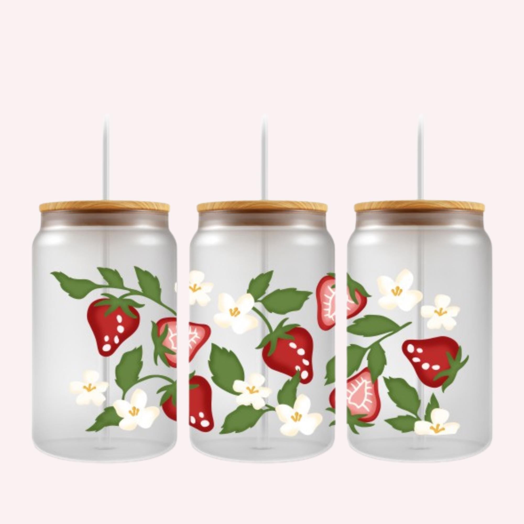 Fruit theme UV DTF Wrap: Colorful 16oz strawberry design