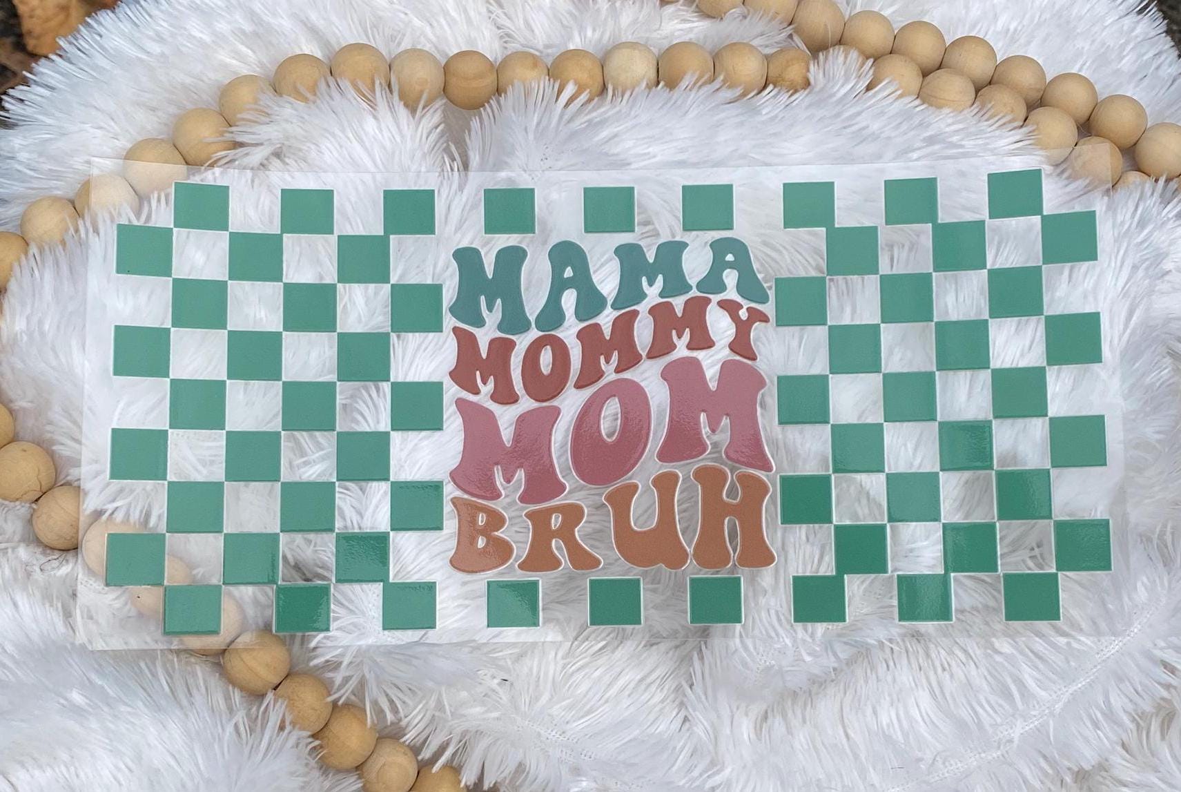 Retro Mama to Bruh UV DTF Wrap: 16oz Tumbler Decal