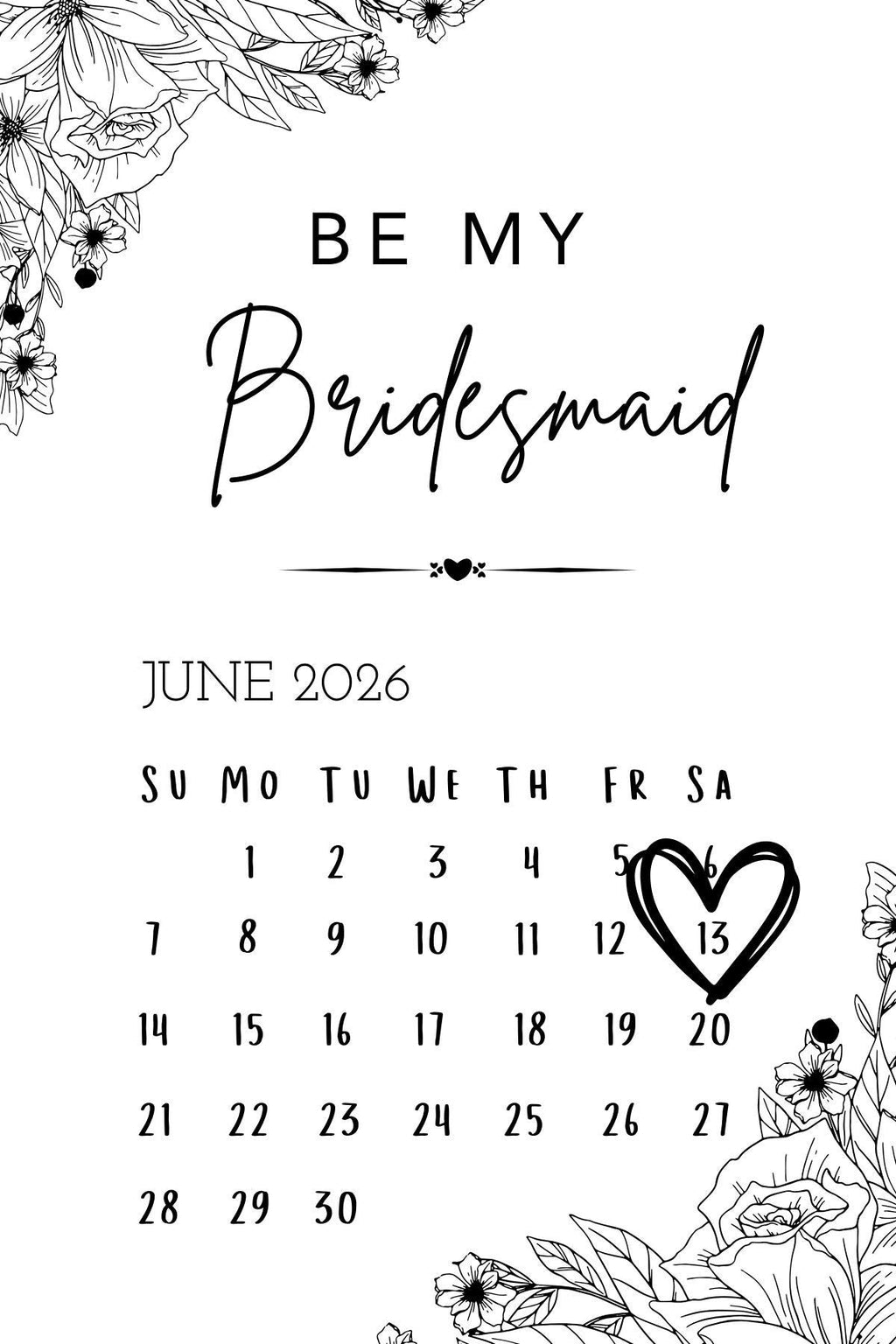 Personalized Save the Date Card / Bridesmaid Proposal (4x4 inches)