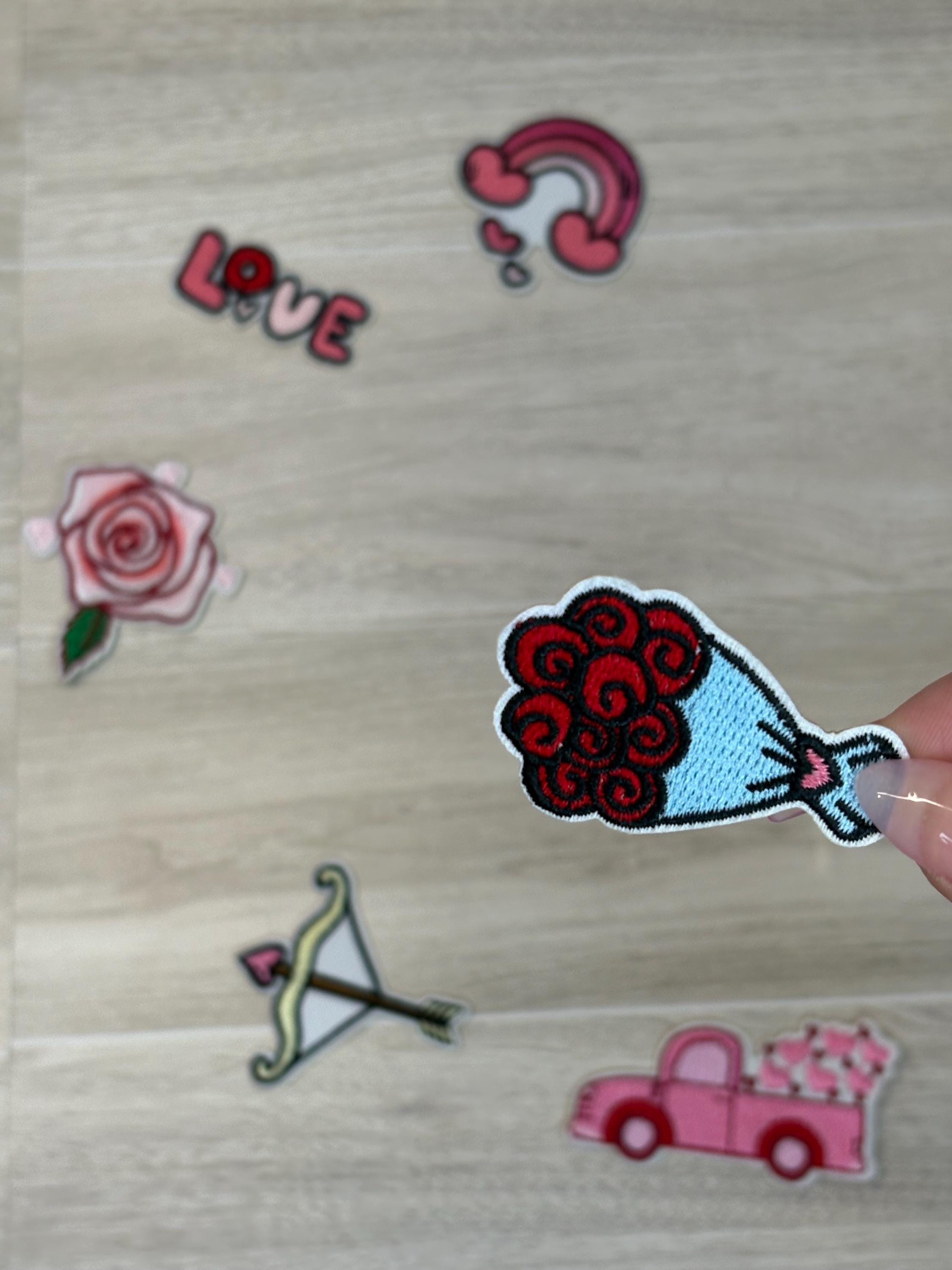 Valentine’s Day Patch Set of 6 | Cute Embroidery Iron-On Appliques (2.5–3”)