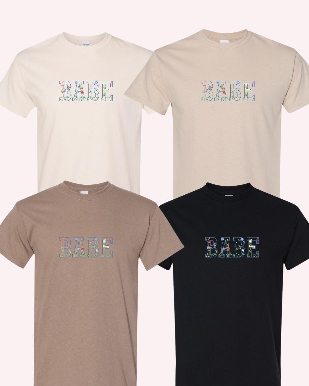 Floral Bride & Babe T-Shirts: Bachelorette Party Matching Tees