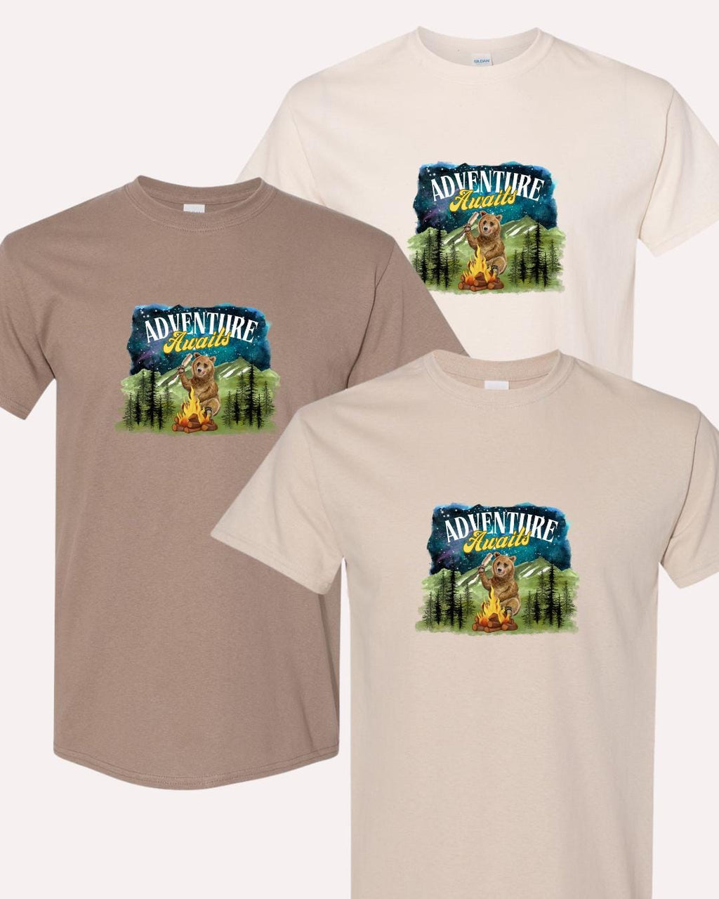 Camping Bear T-Shirt: Adventure Awaits, Campfire Humor