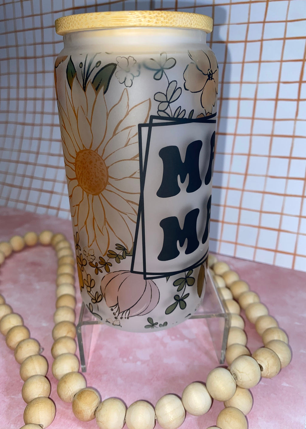 MAMA - frosted beer can glass