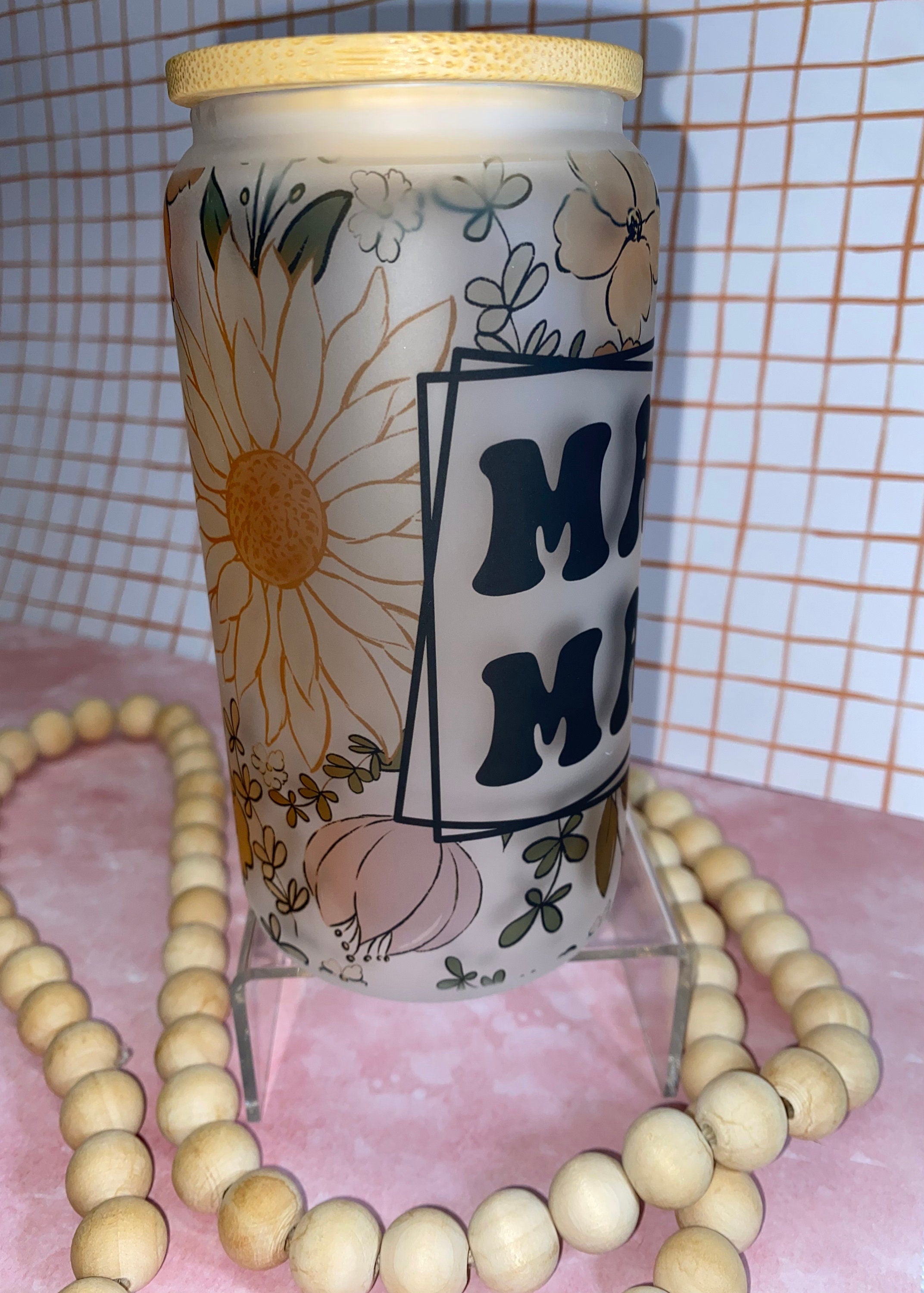 MAMA - frosted beer can glass