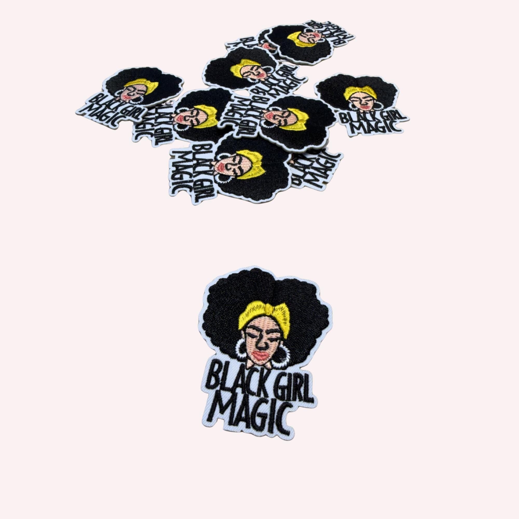 Black Girl Magic Patch – Embroidered Iron-On Patch, Melanin Pride | Natural Hair Patch | Empowerment Statement Patch