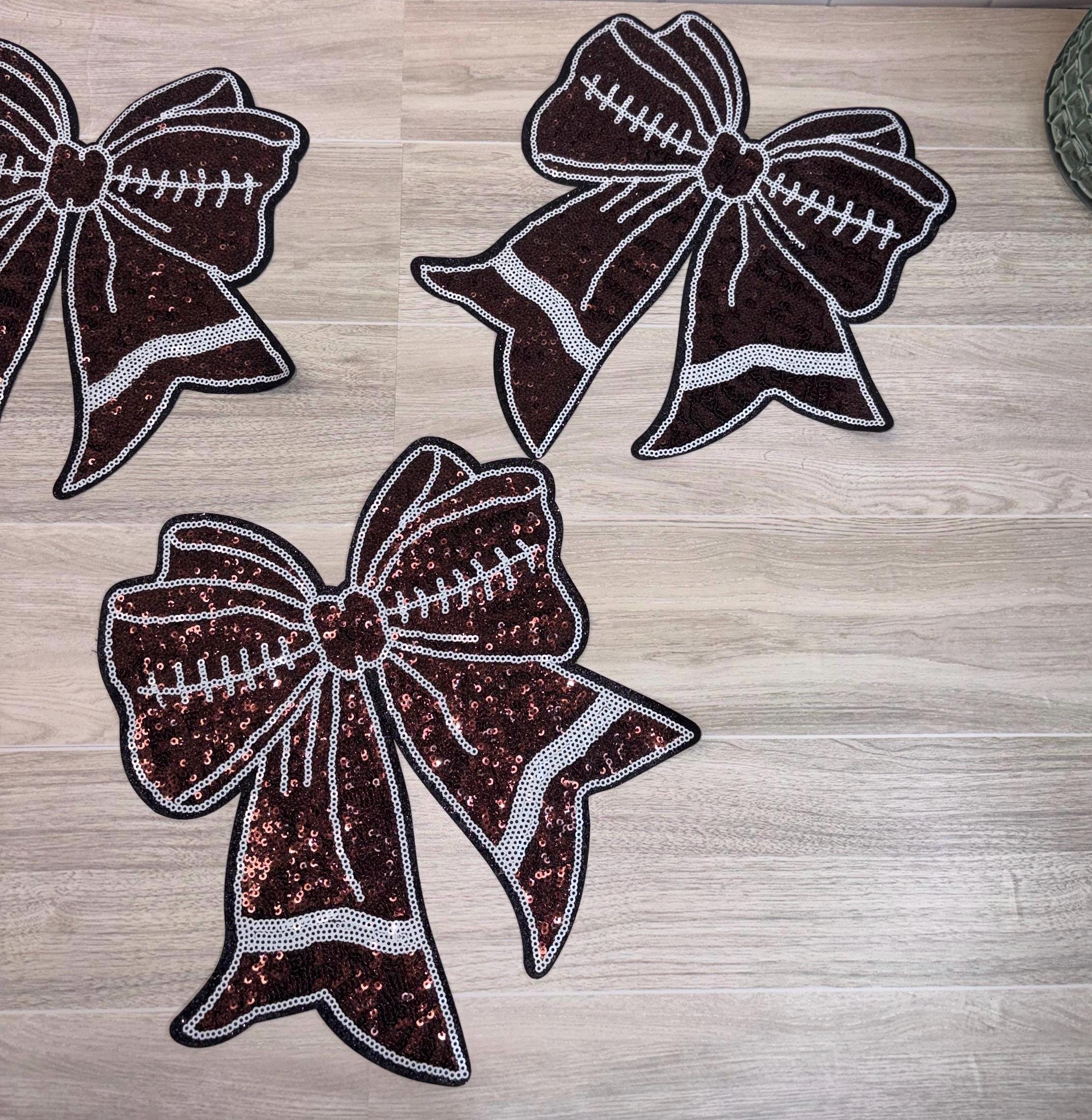 Sequin Football Bow Iron-On Patch