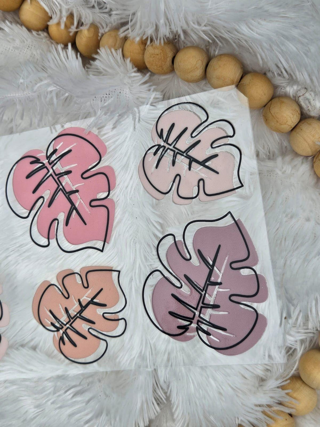 Colorful Pink Monstera UV DTF 16 oz wrap