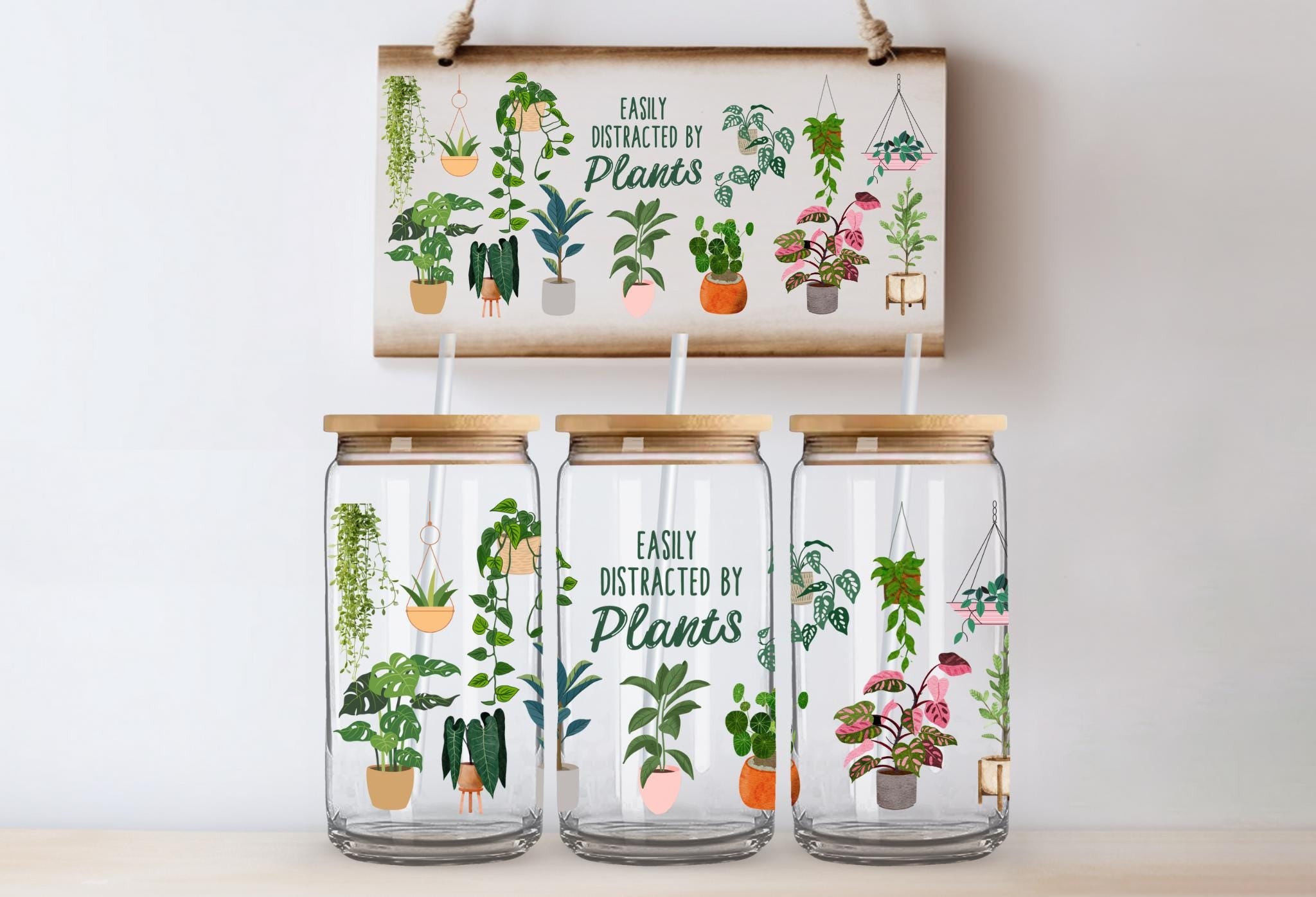 Easily distracted by plants - 16 ounce beer can glass